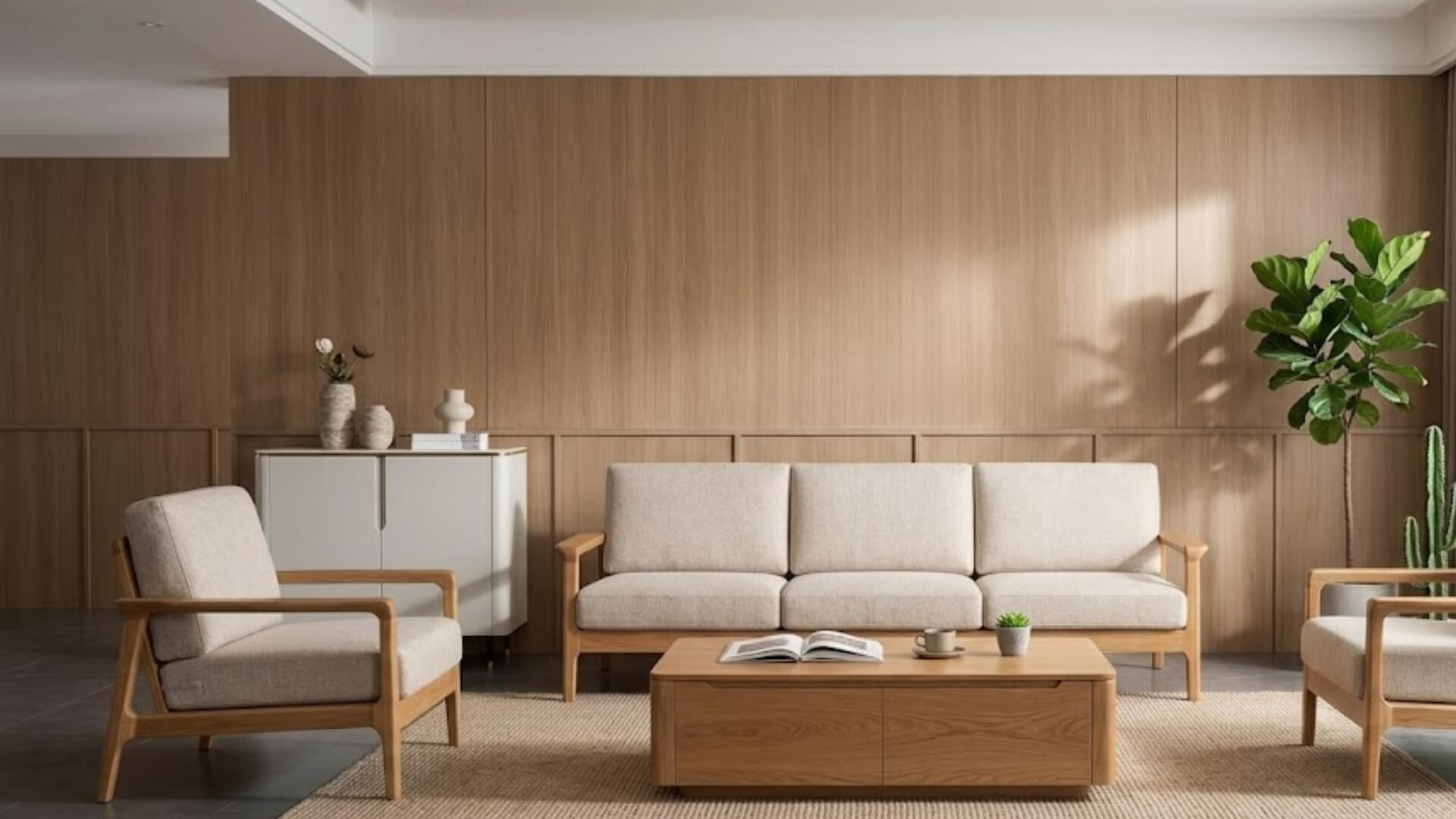 Bàn ghế sofa gỗ phòng khách hiện đại là gì