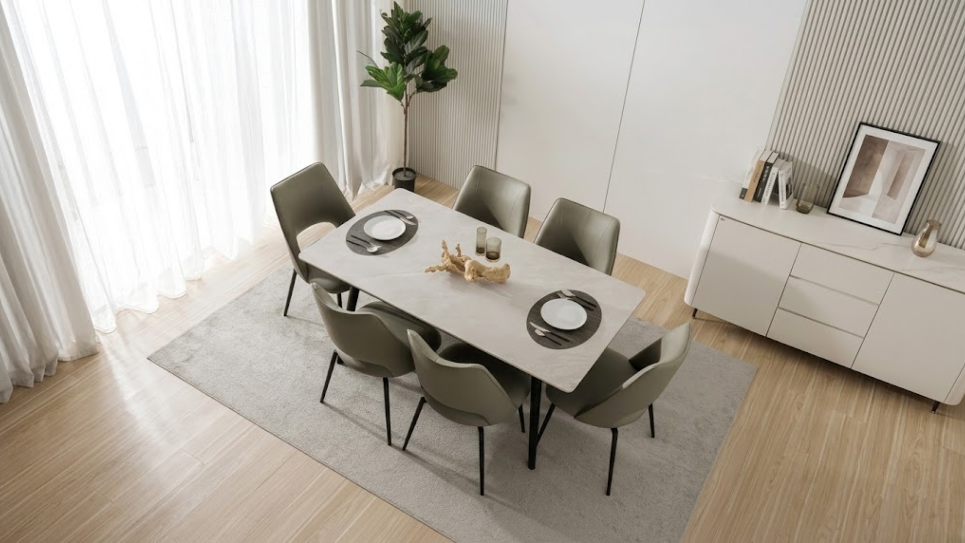 Bộ bàn ăn mặt Ceramic cao cấp