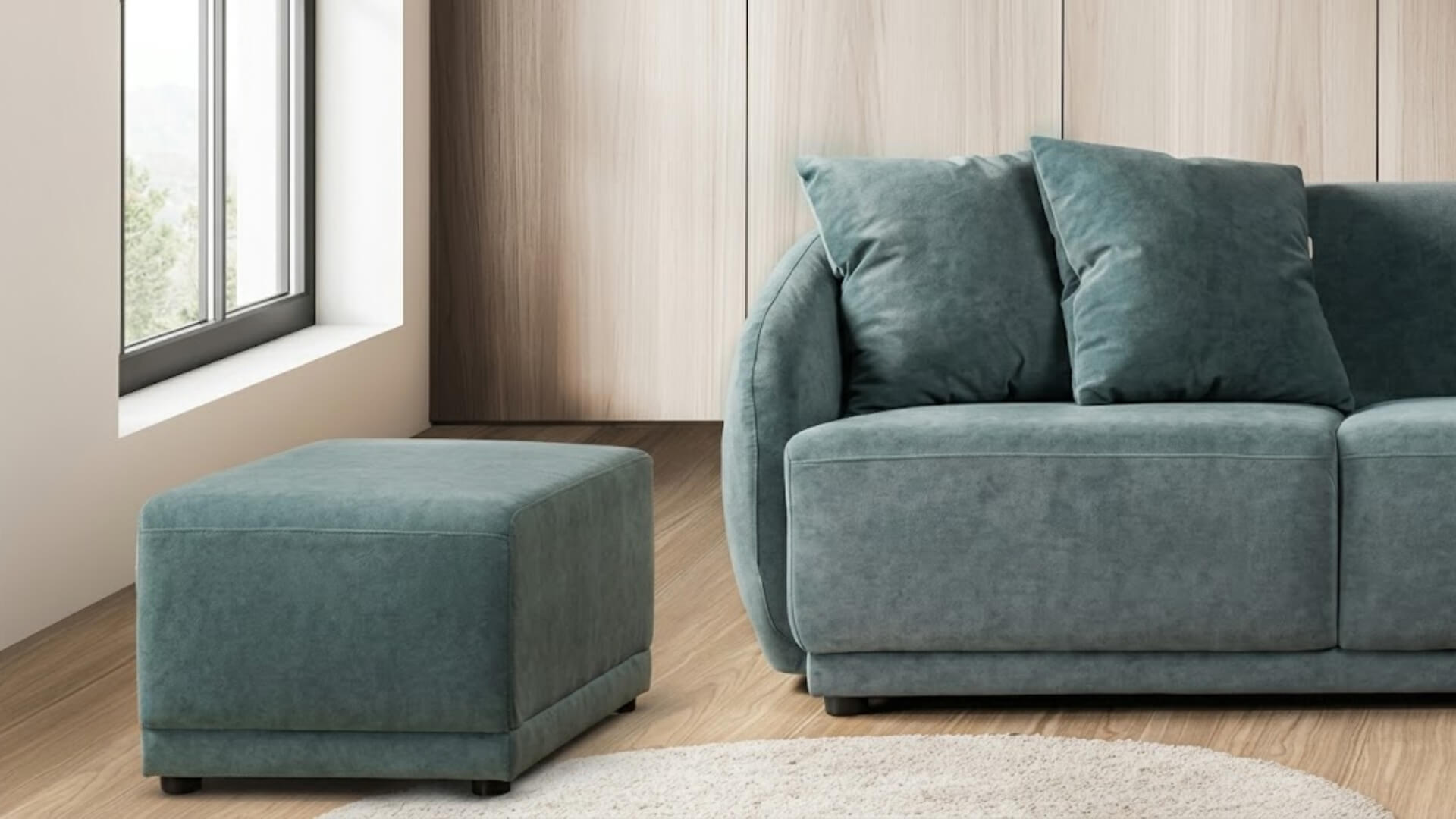 Cách bố trí ghế đôn sofa trong phòng khách