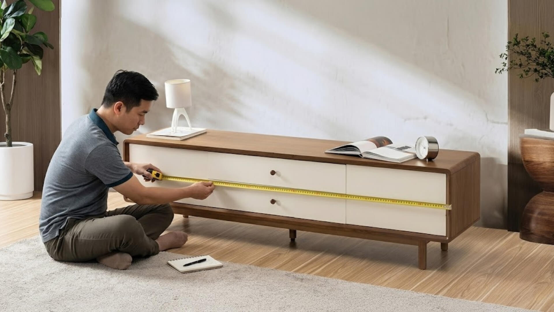 Cách chọn chiều dài và chiều sâu kệ tivi