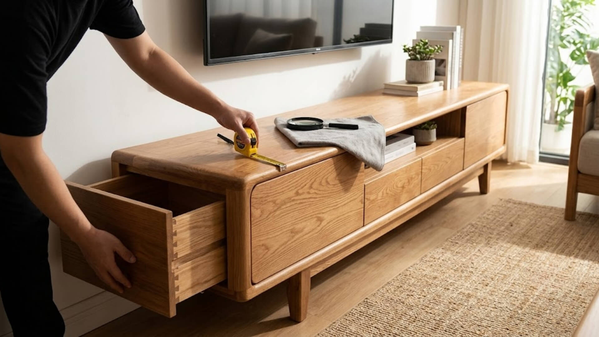 Cách kiểm tra chất lượng kệ tivi gỗ tự nhiên
