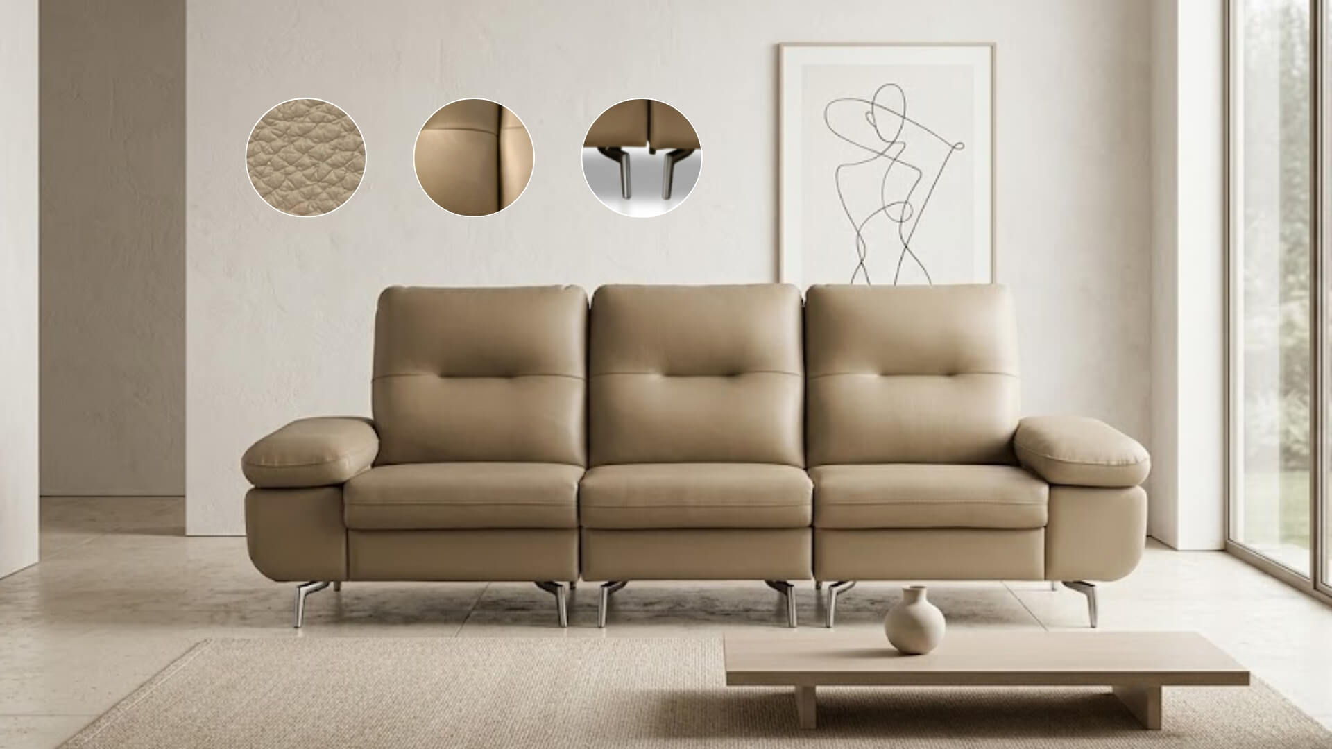 cách kiểm tra sofa da Hàn Quốc tại showroom