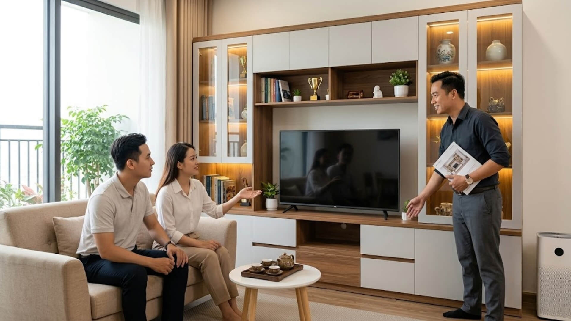 Câu hỏi thường gặp về kệ tivi kết hợp tủ trang trí 