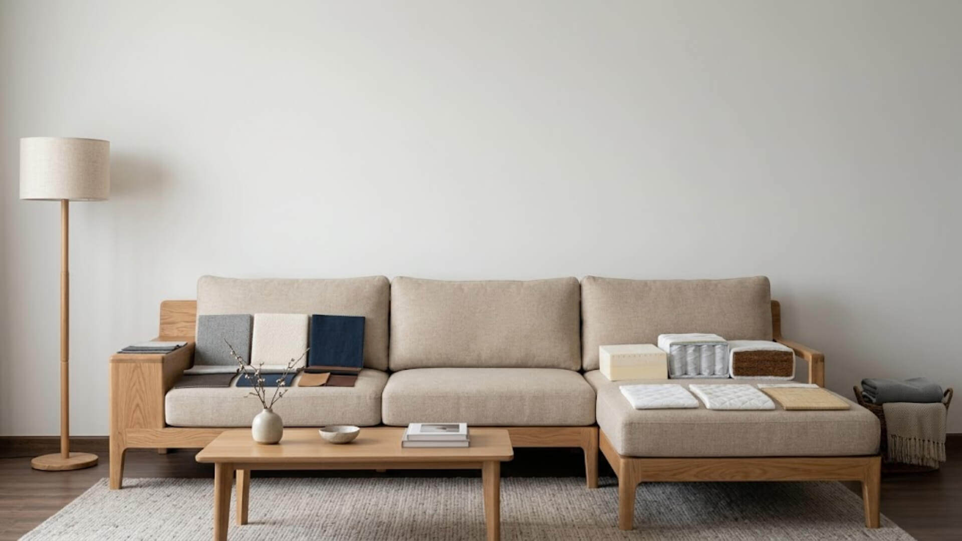 Chọn chất liệu nệm và bọc ghế sofa gỗ sồi