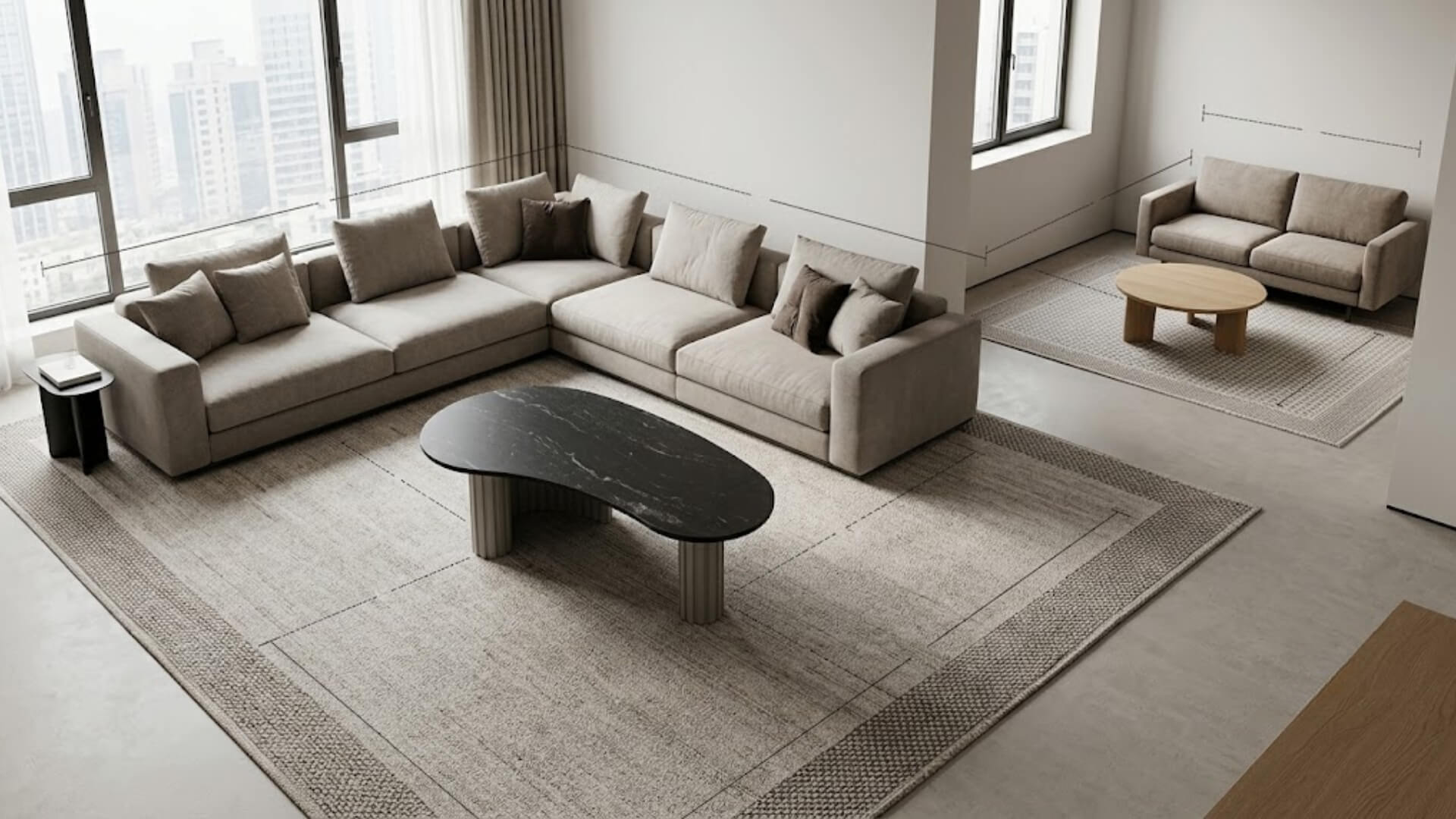 Chọn kích thước bàn sofa theo diện tích phòng khách