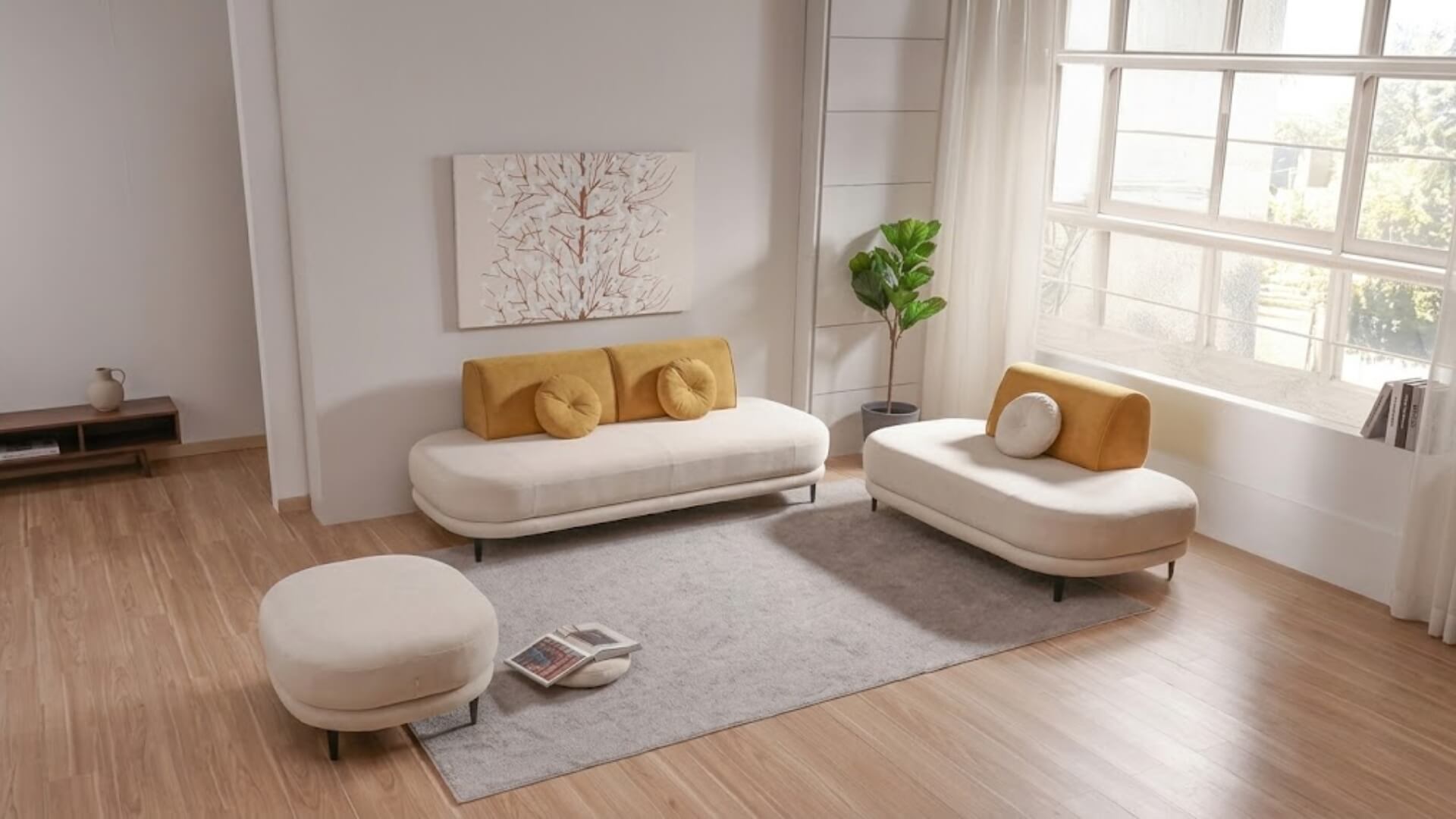 Chọn kích thước ghế đôn theo sofa và diện tích phòng khách