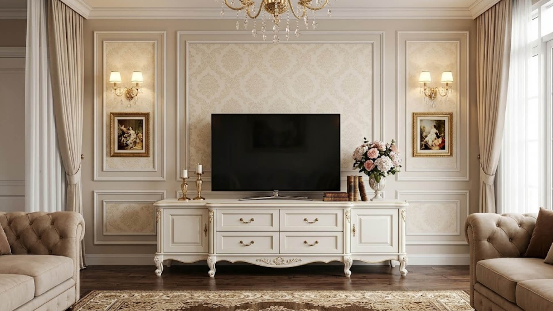 Những đặc trưng nổi bật của kệ tivi tân cổ điển