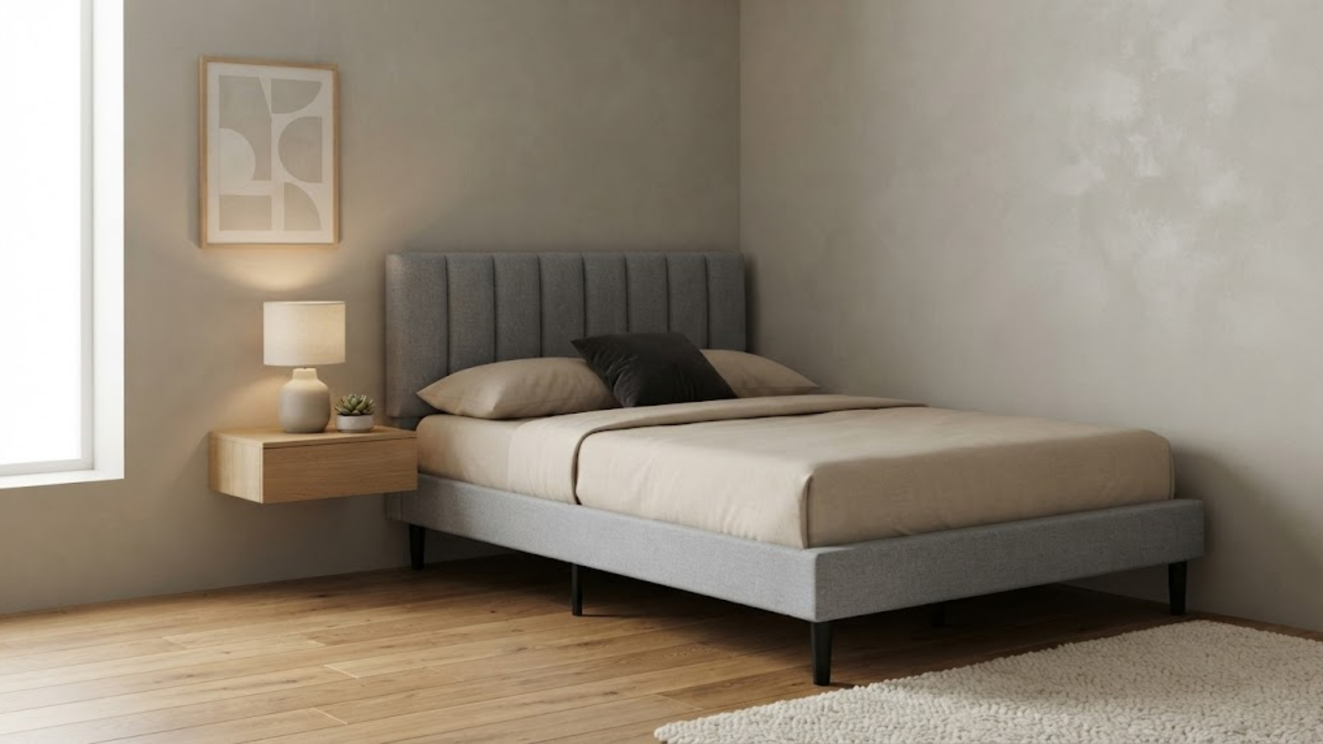 kê giường ngủ sát 2 vách tường