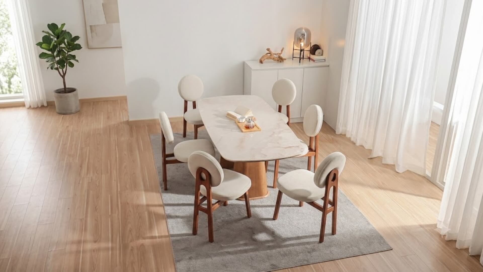 Kích thước bàn ăn 6 người hình chữ nhật