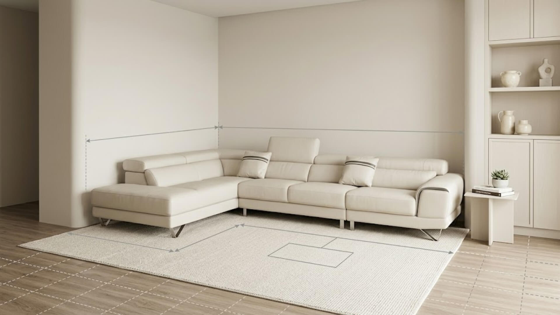 Kích thước sofa chữ L theo diện tích