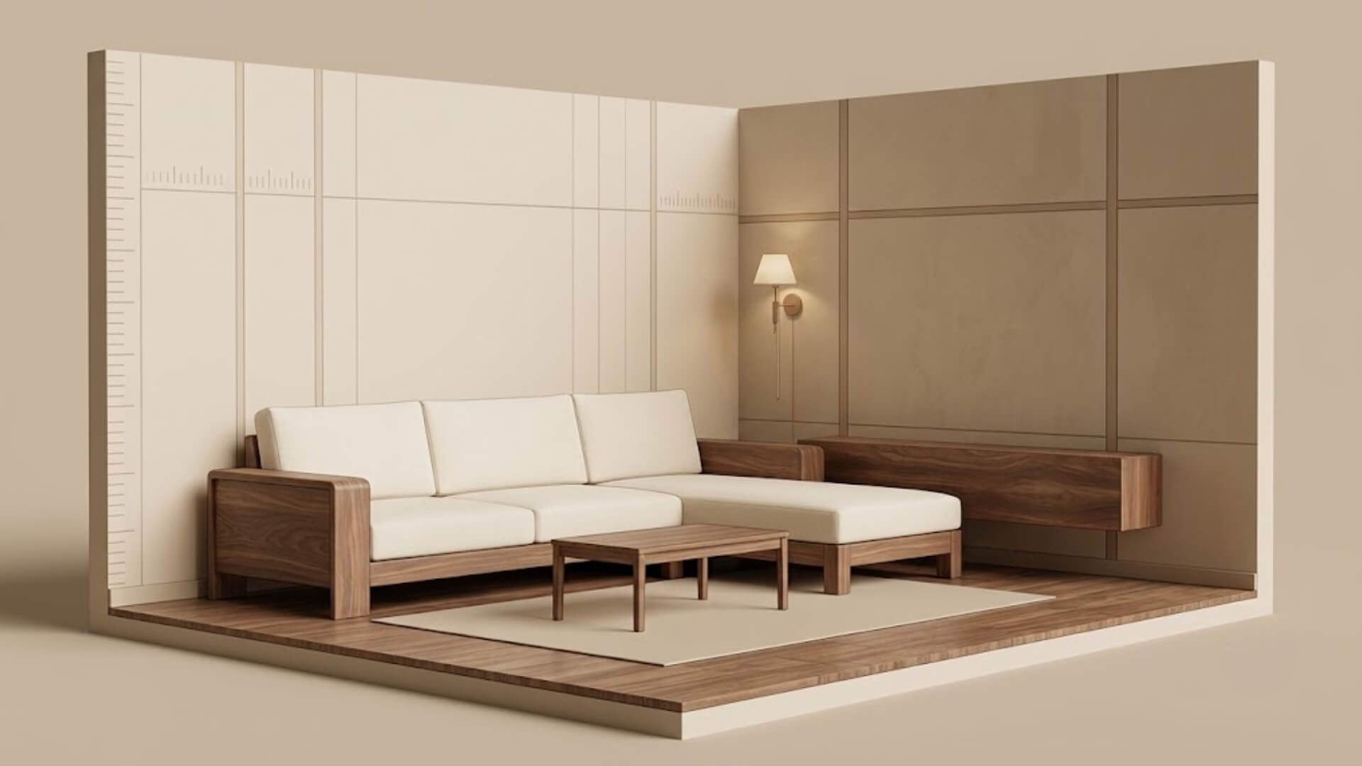 Kích thước sofa gỗ chữ L