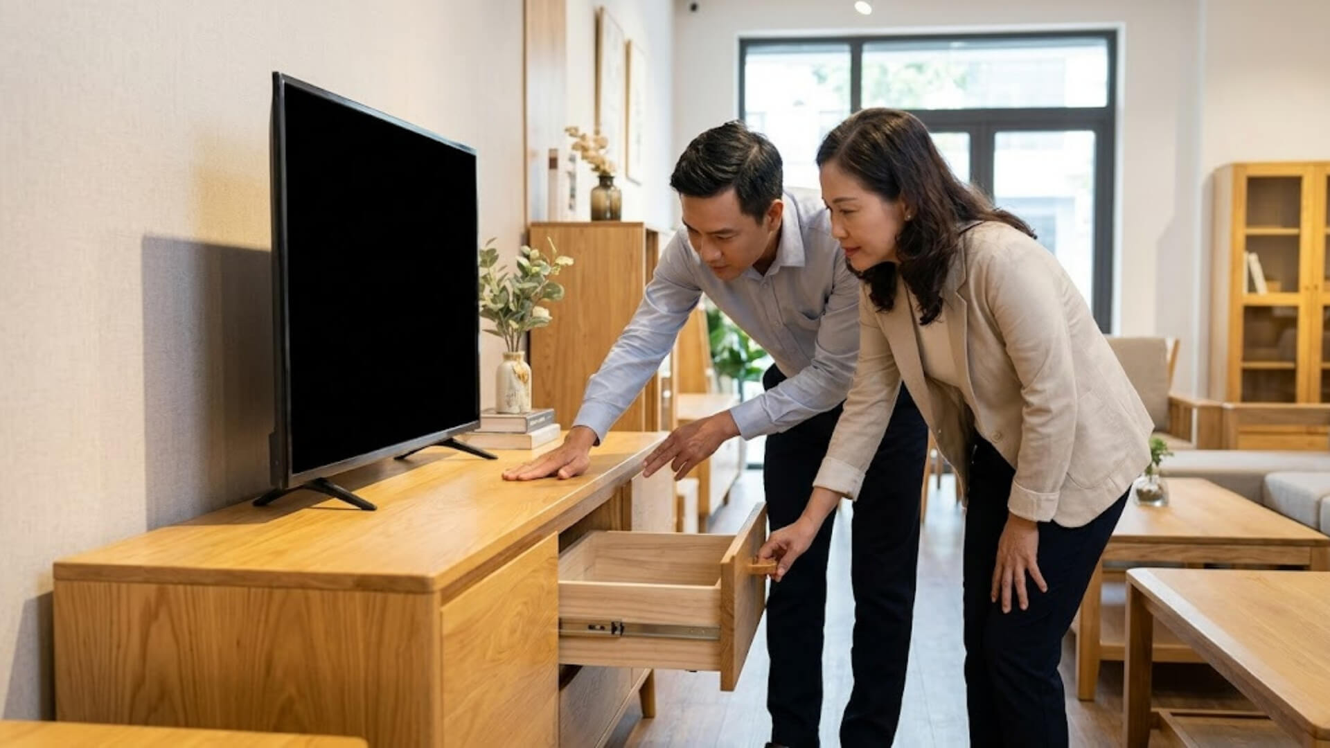 Kiểm tra những gì trước khi mua kệ tivi gỗ sồi