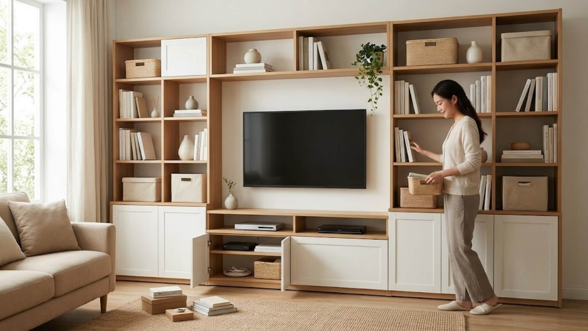 Làm sao tổ chức hệ kệ TV để đủ chỗ chứa