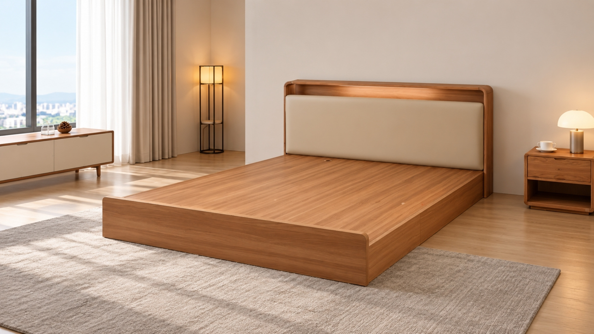 Mẫu giường gỗ hiện đại theo chất liệu