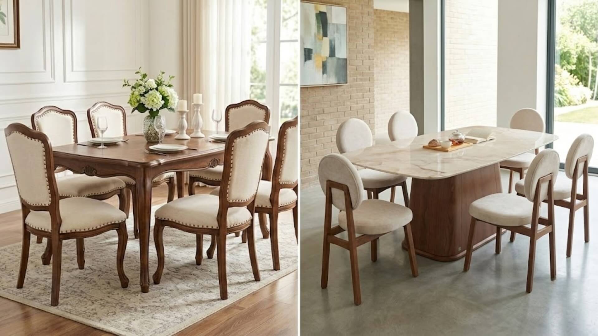 Màu sắc bàn ăn tân cổ điển và bàn ăn hiện đại