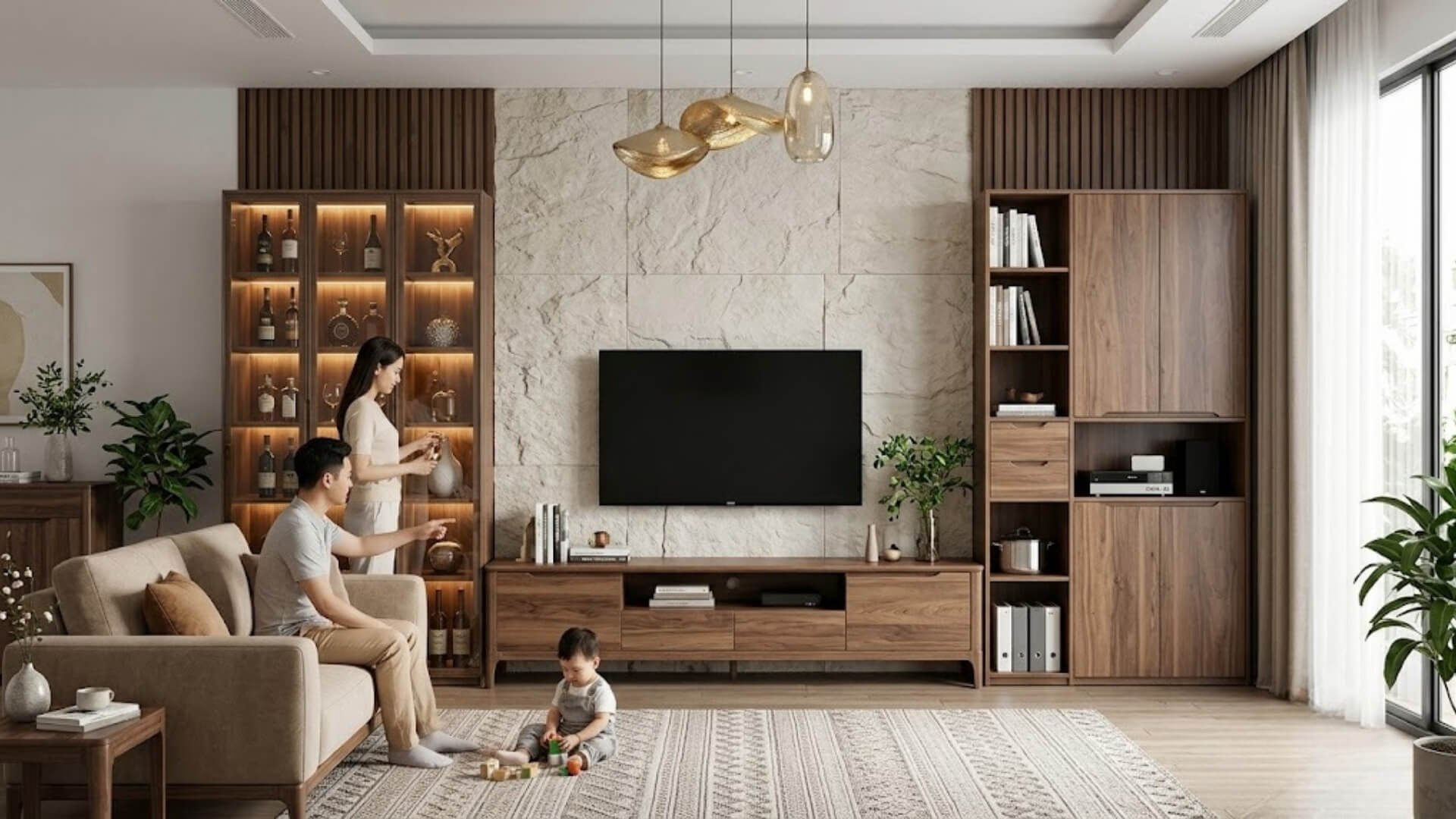 Nên kết hợp kệ TV với loại tủ nào