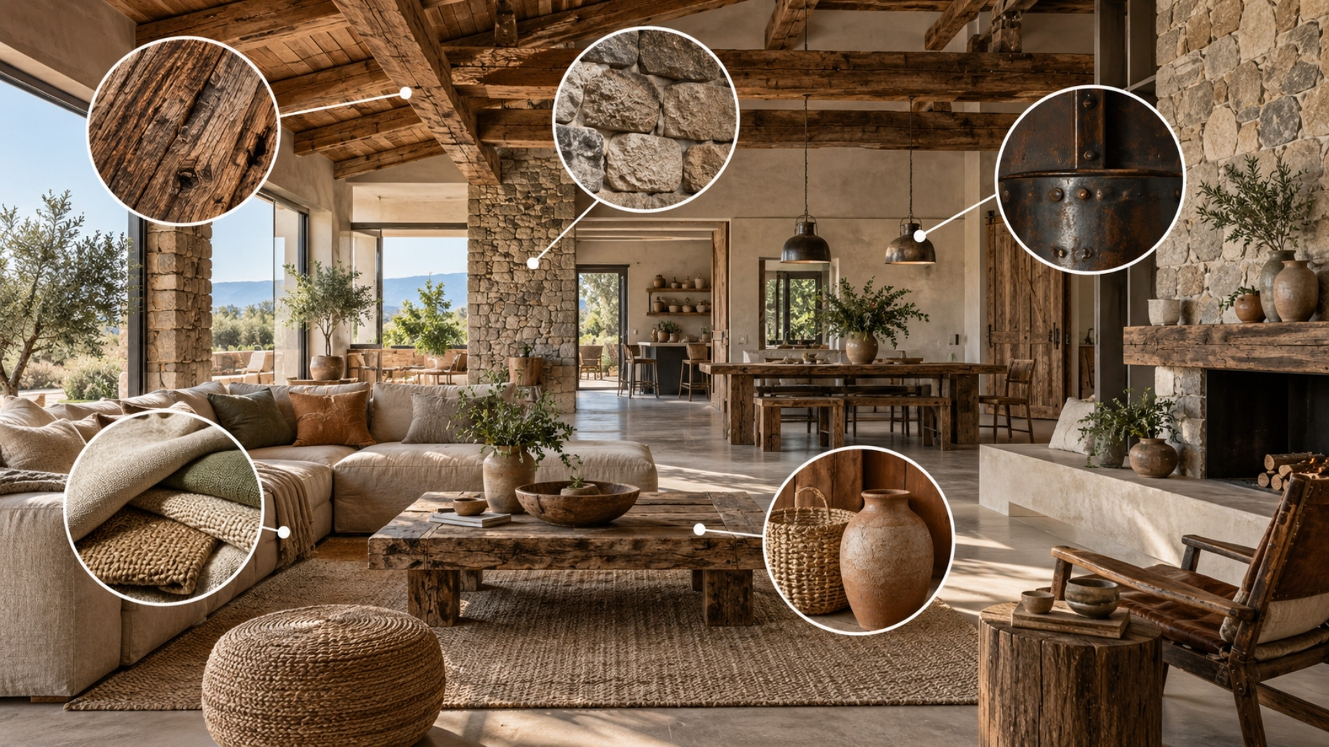 Nhóm vật liệu đặc trưng tạo nên phong cách nội thất Rustic