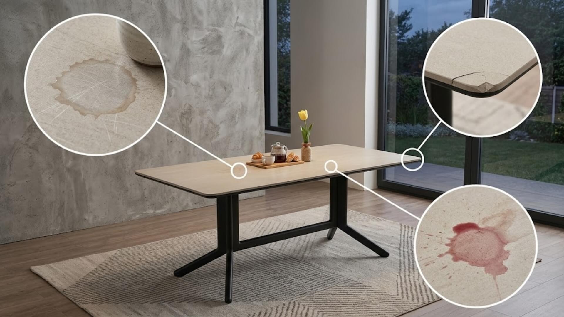 Nhược điểm của bộ bàn ăn mặt đá