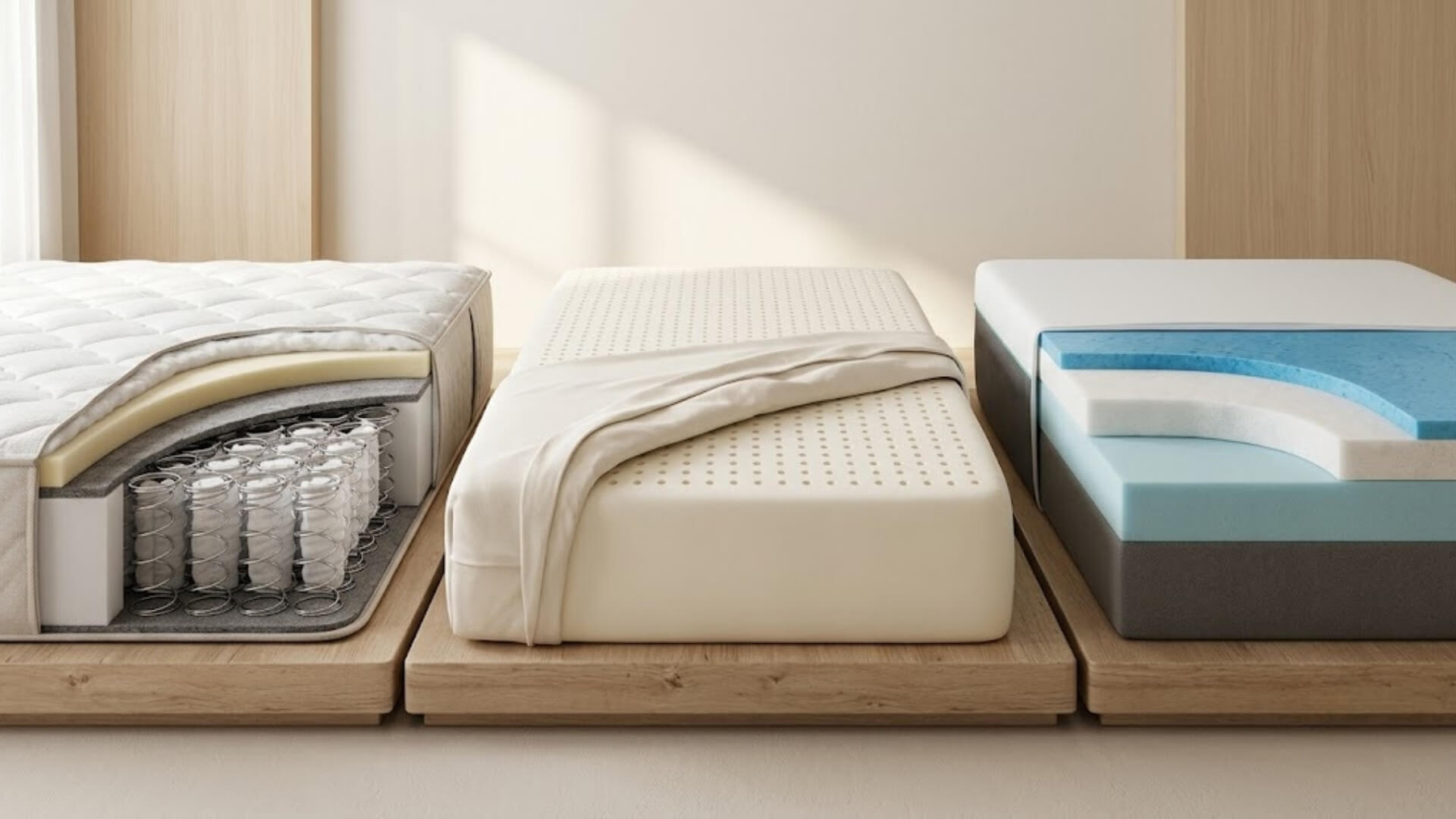 So sánh nệm lò xo, nệm cao su và nệm foam