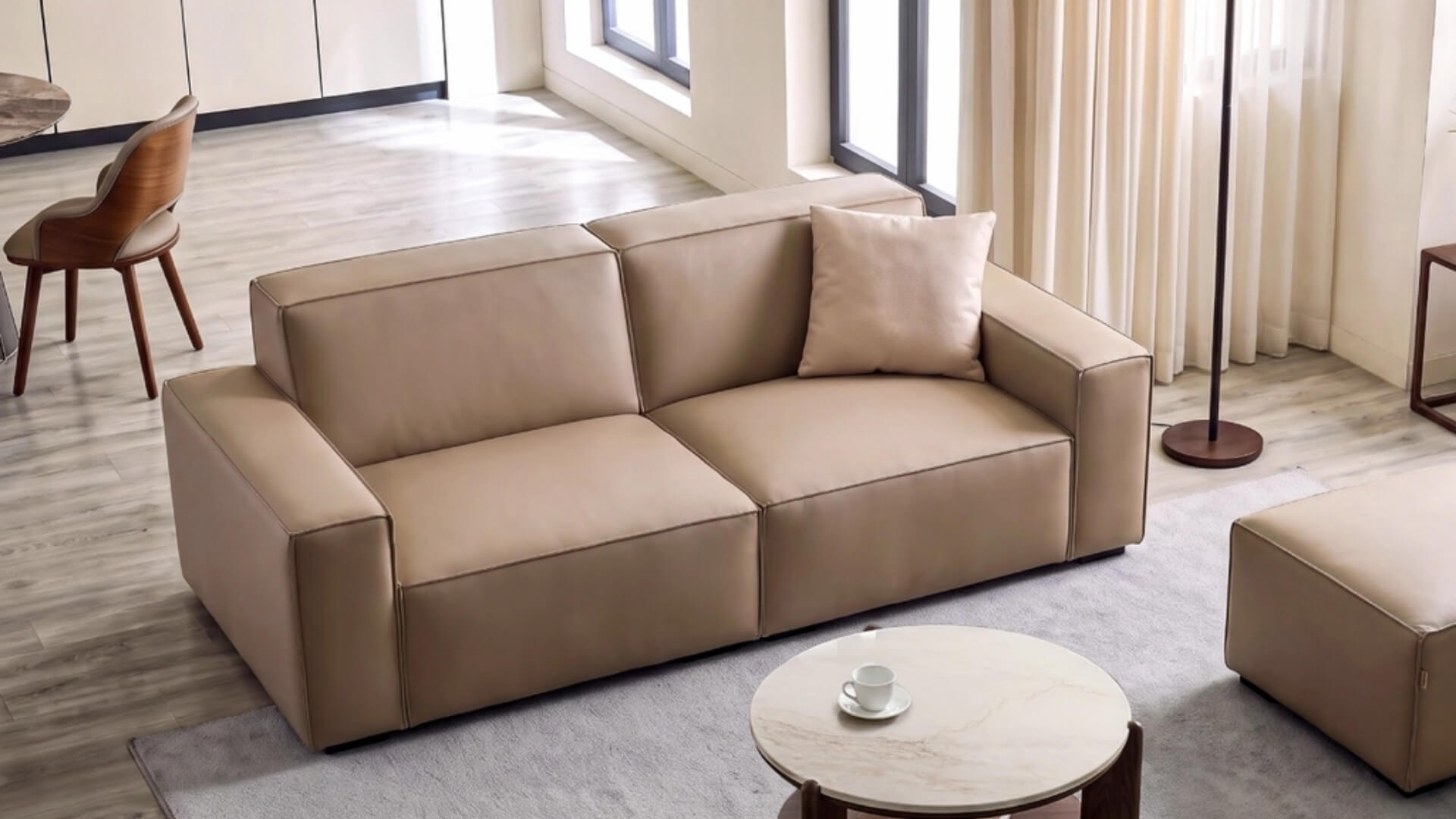 Sofa chữ I bọc da