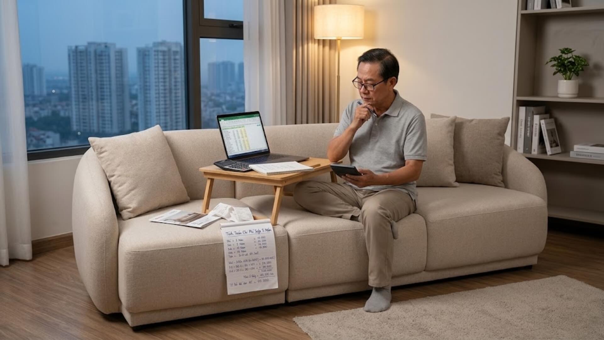 Tính chi phí sofa trong thời gian sử dụng