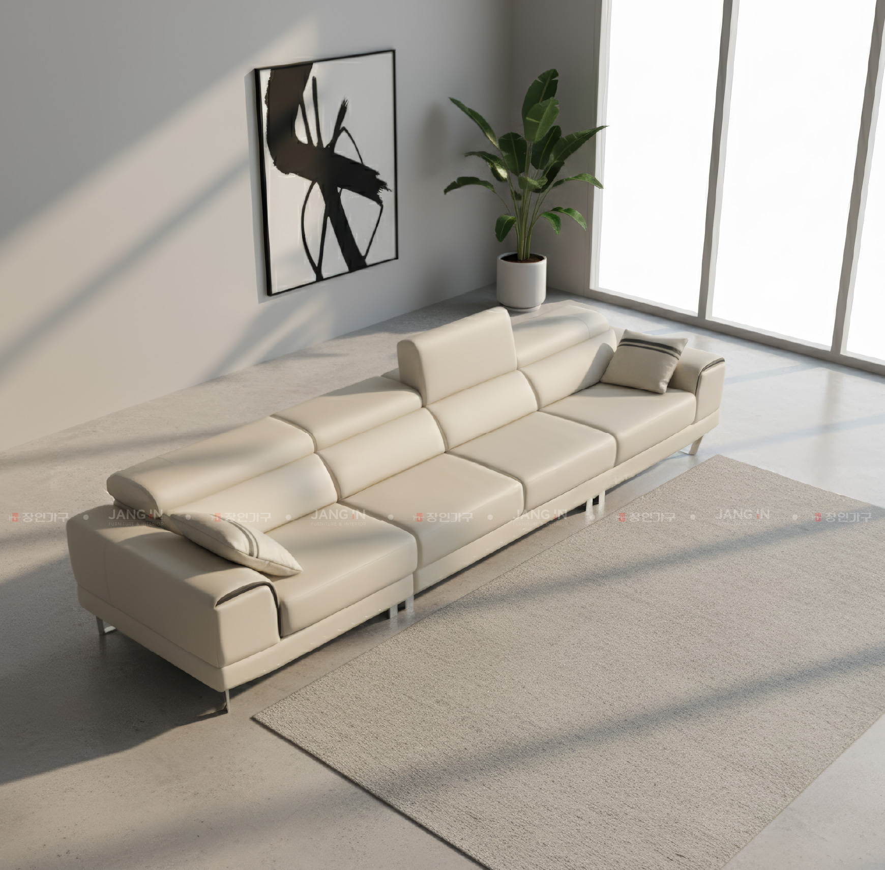 Sofa da INDI(N) Ivory thiết kế module linh hoạt | Jang In
