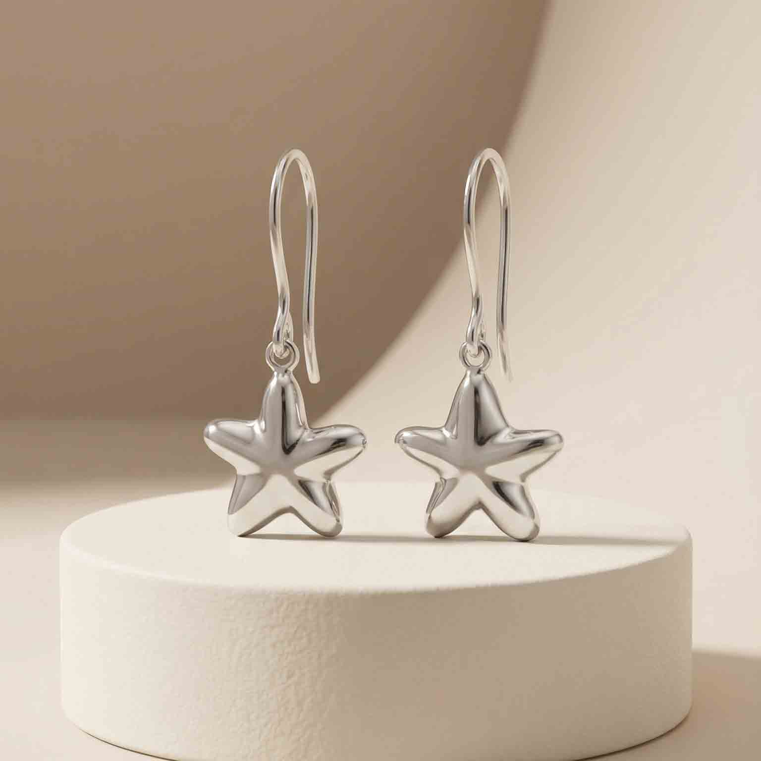 Bông tai GF 14K thiết kế khuyên móc dài kết hợp cùng charm Puffy Sea Star BN JEWELRY