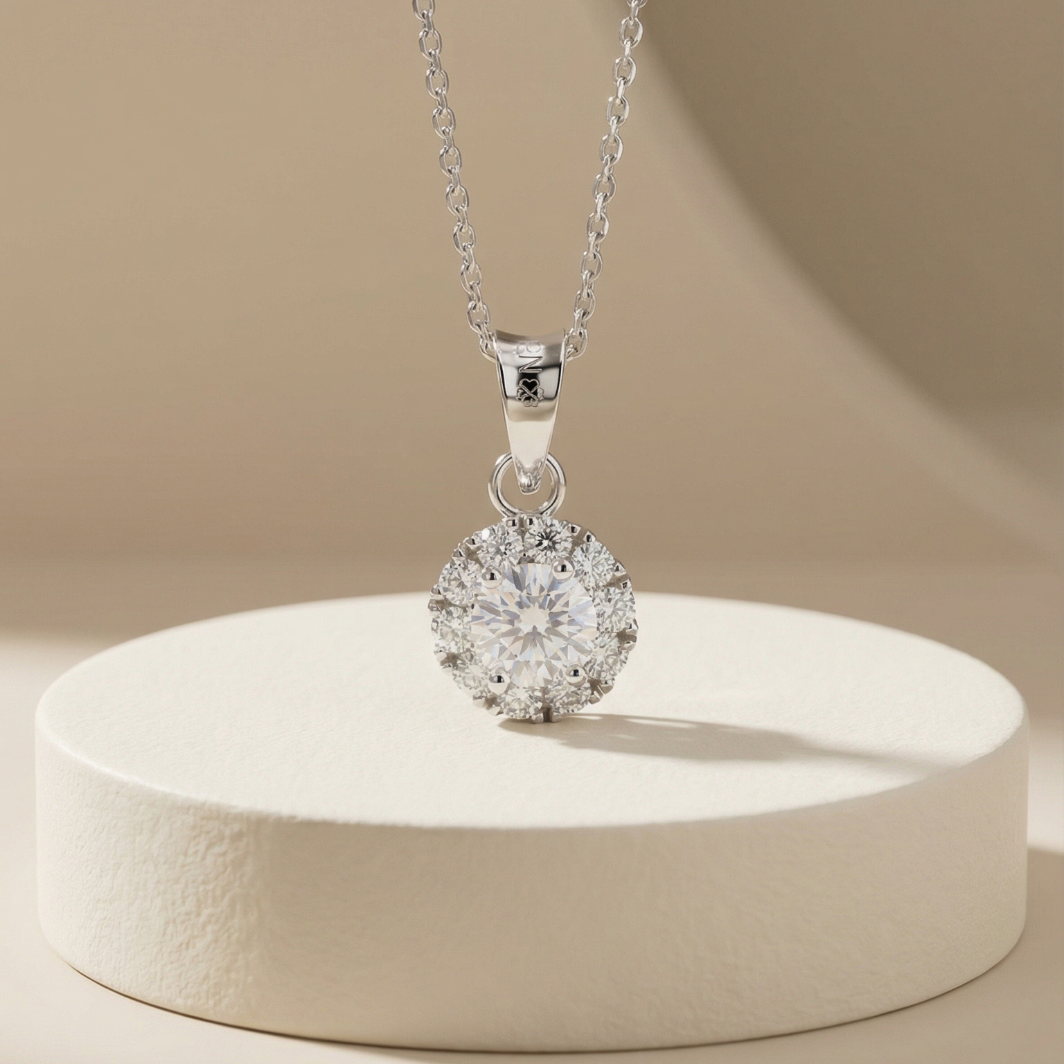 Mặt dây chuyền Platinum thiết kế Halo Elara bản nhỏ BN JEWELRY | 5.5 ly