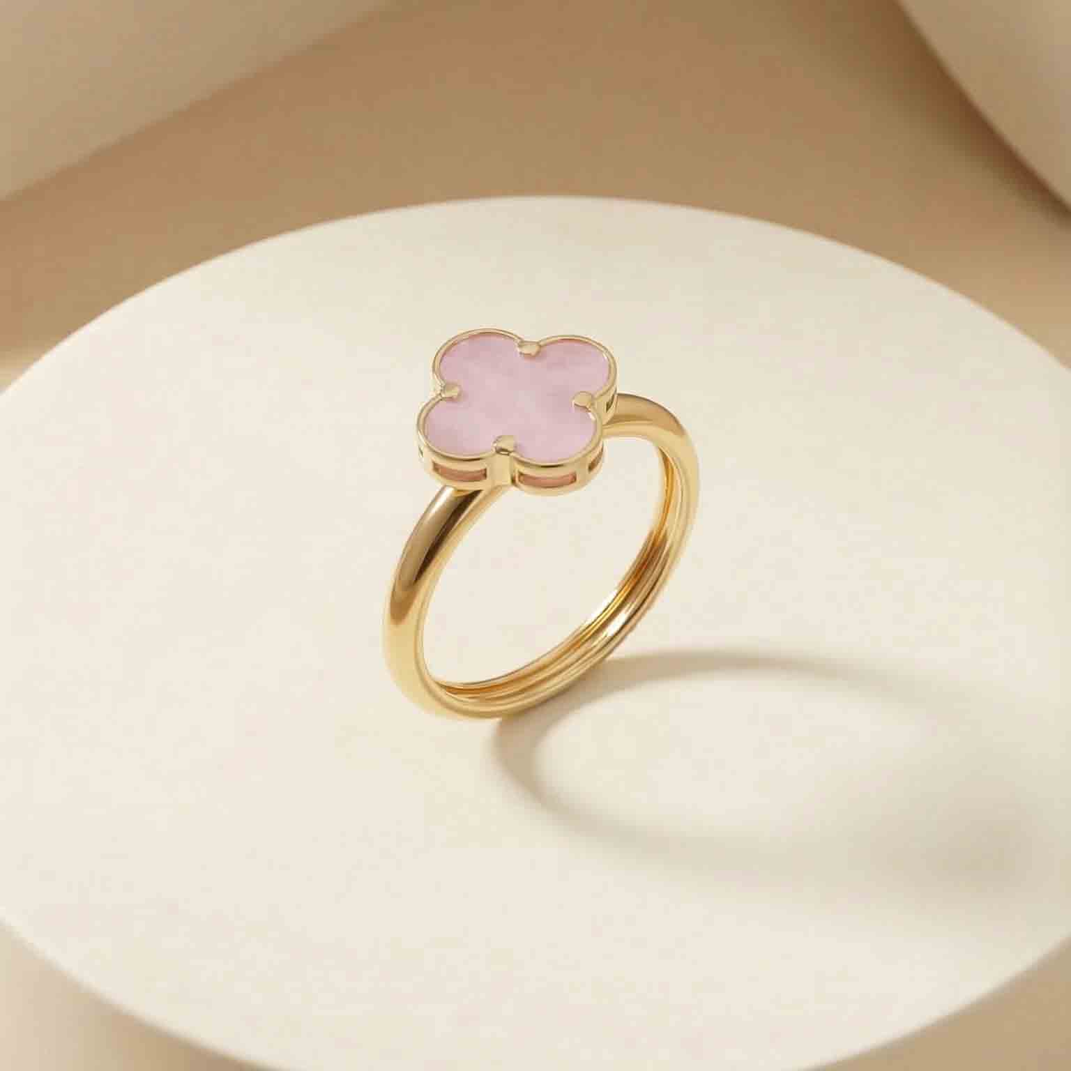 Nhẫn trơn mặt cỏ 4 lá đính đá BN JEWELRY | 10.0 Ly