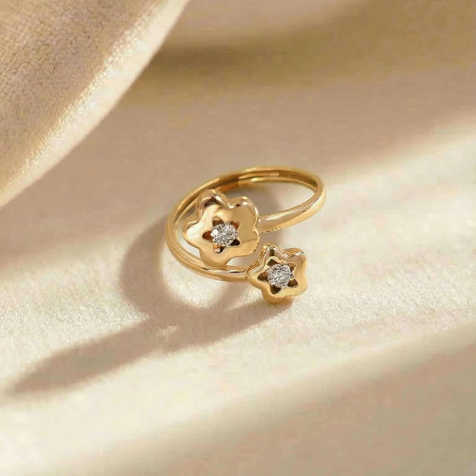 Nhẫn GF 14K thiết kế Bloomy Duo đính đá moissanite BN JEWELRY