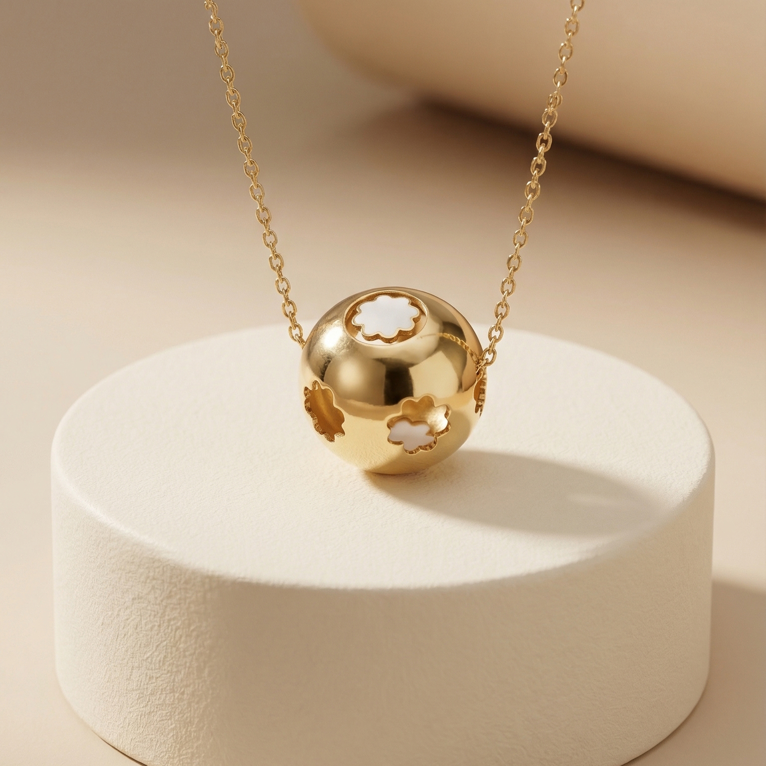 Mặt dây chuyền GF 14K charm tròn khắc hoa Daisy cánh BN JEWELRY