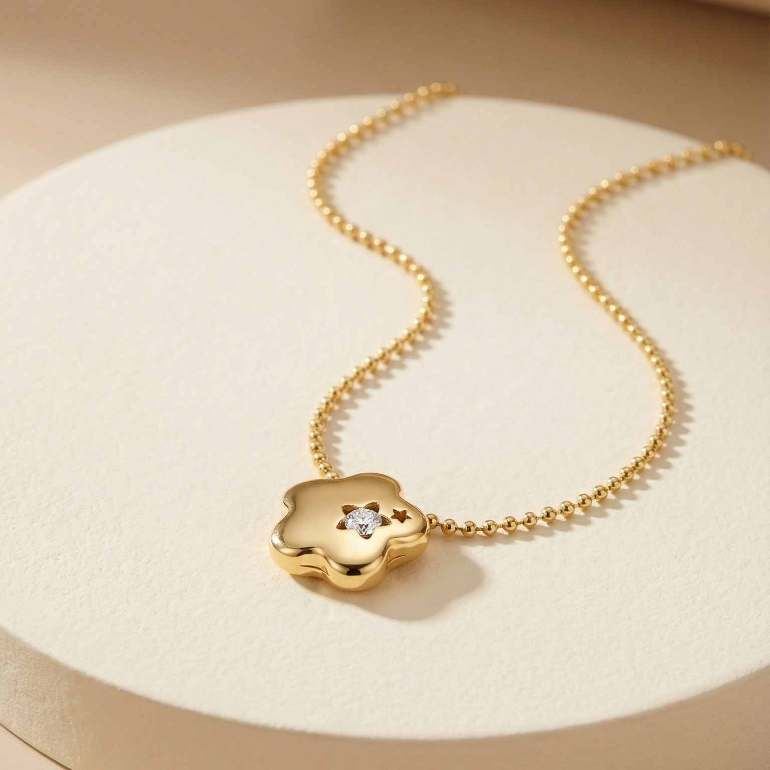 Dây chuyền GF 14K ball chain Blossom Crystal BN JEWELRY