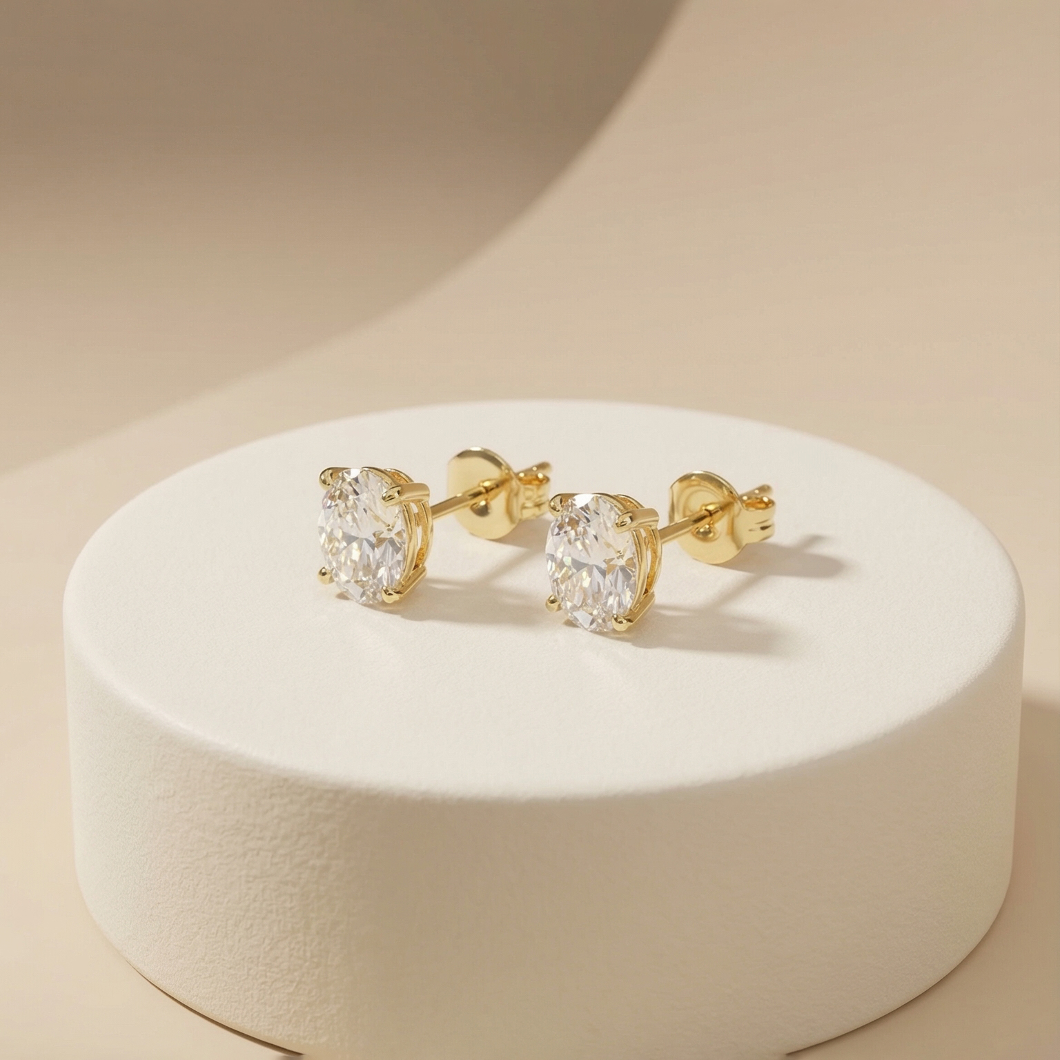 Bông tai GF 14K nụ tròn đá moissanite BN JEWELRY | đá 7.0 ly