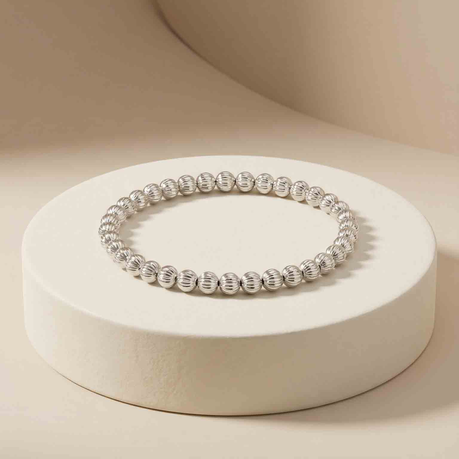 Lắc tay Platinum thiết kế dạng bi phay lấp lánh BN JEWELRY