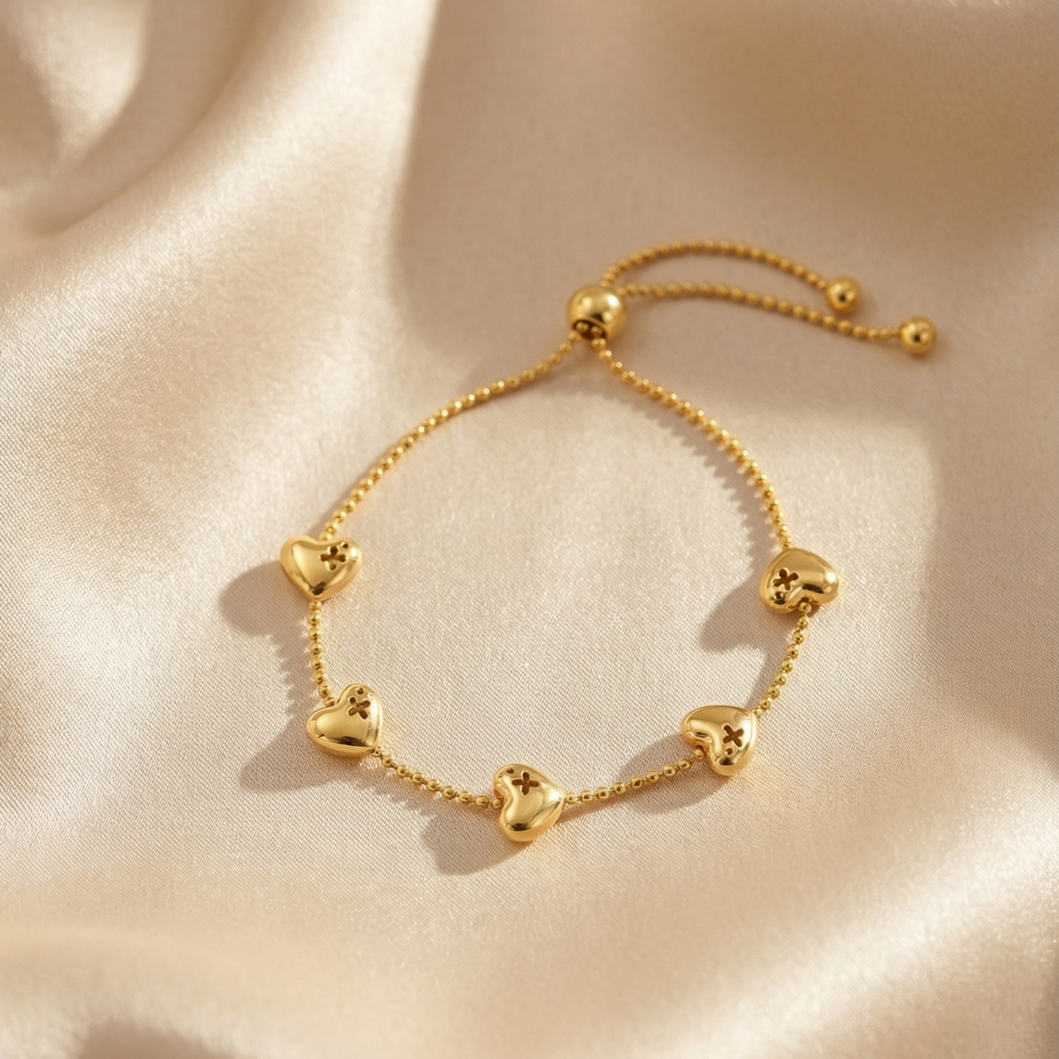 Lắc tay GF 14K dây rút mặt trái tim Éternel BN JEWELRY | 5 charm