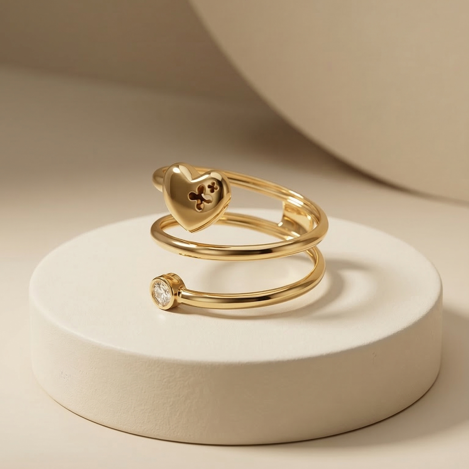 Nhẫn GF 14K xoắn vòng trái tim Éternel BN JEWELRY
