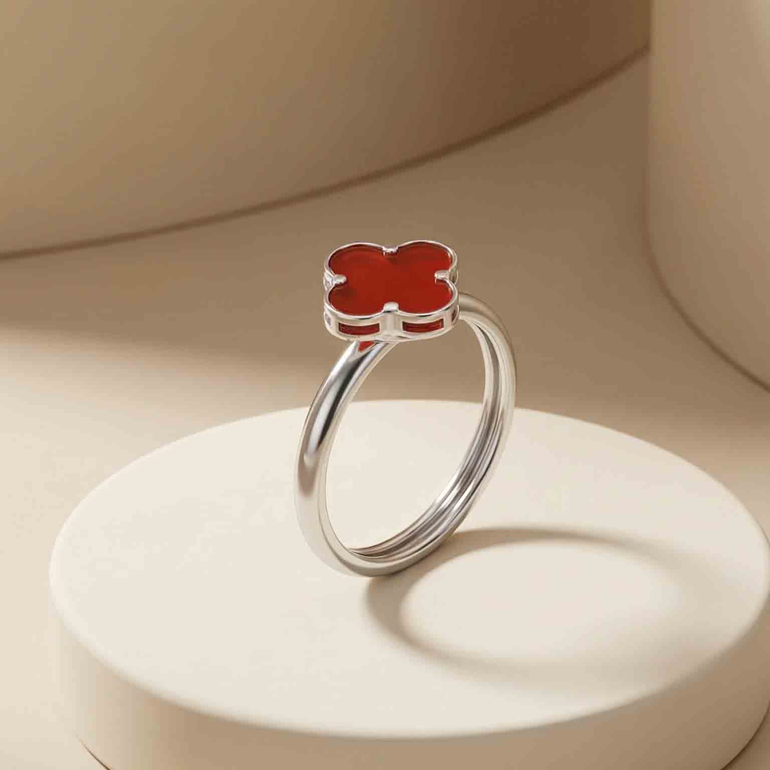 Nhẫn trơn mặt cỏ 4 lá đính đá BN JEWELRY | 10.0 Ly