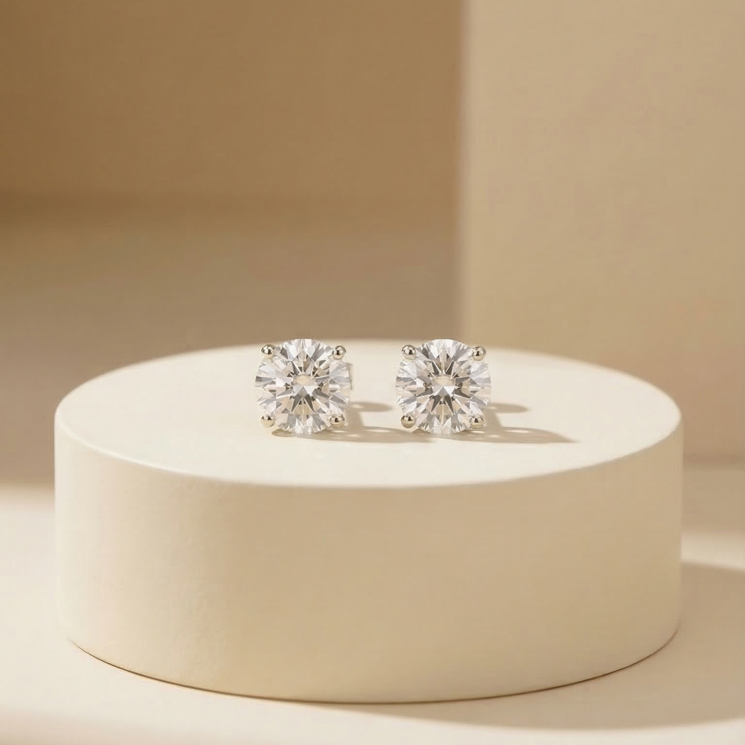 Bông tai GF 14K nụ tròn đá moissanite BN JEWELRY | đá 7.0 ly