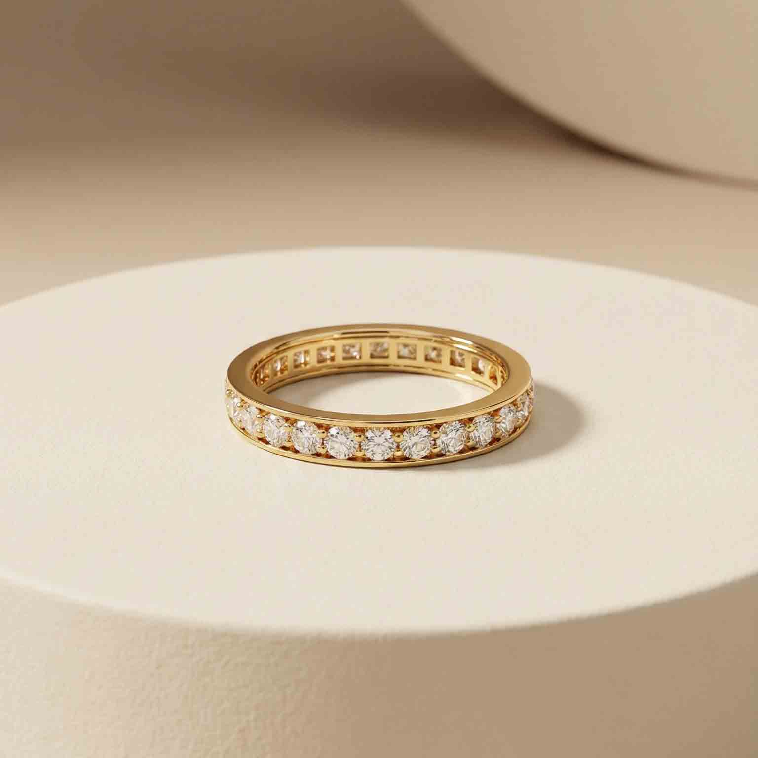 Nhẫn GF 14K thiết kế một vòng đá tấm bao quanh đai nhẫn Eternity Ring BN JEWELRY