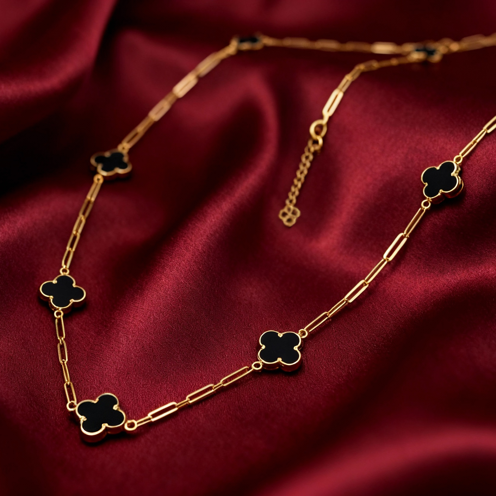 Dây chuyền paperclip Cỏ 4 lá mặt đá nhân tạo BN JEWELRY | 7 charm