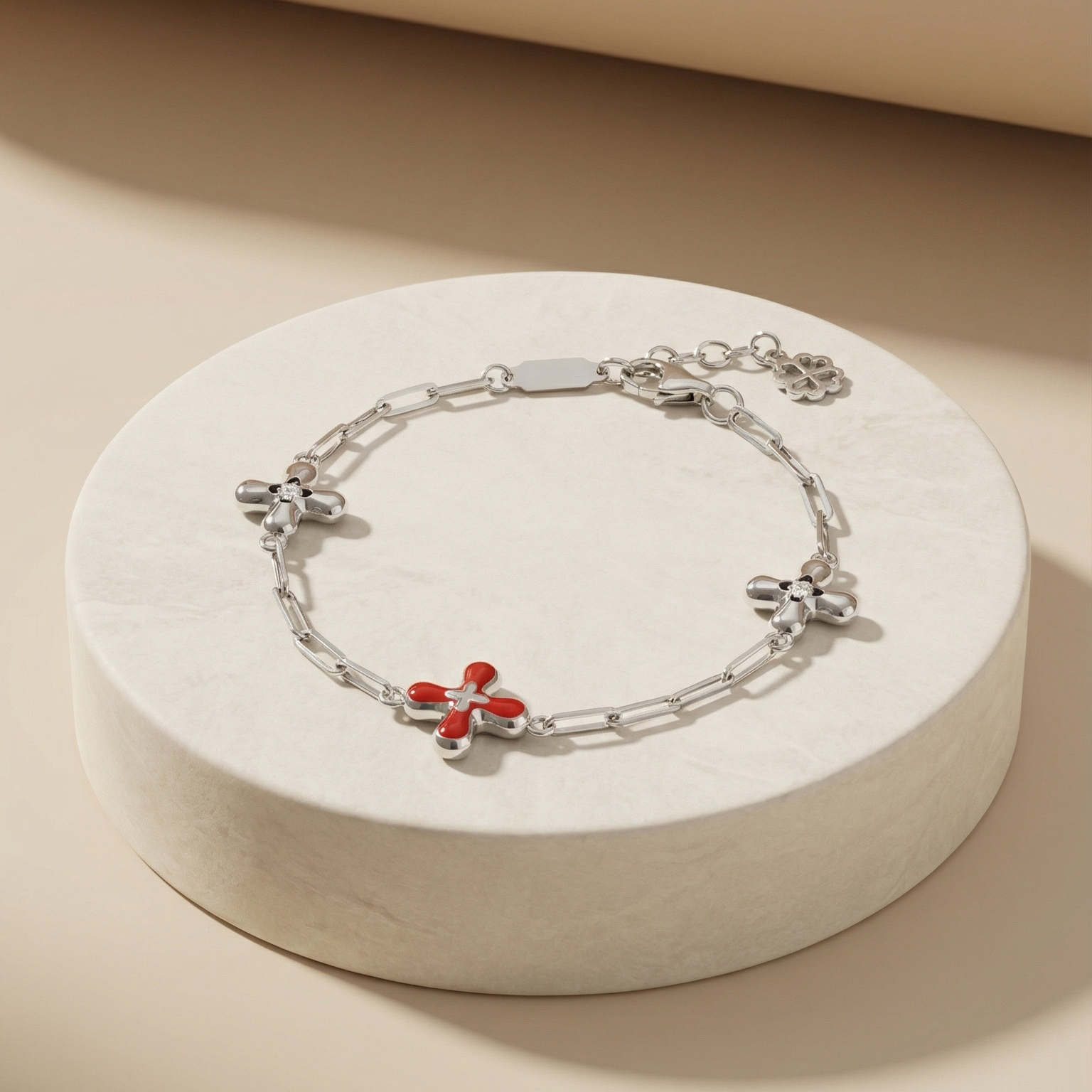 Lắc tay GF 14K paperclip chain Classic Red Flower BN JEWELRY