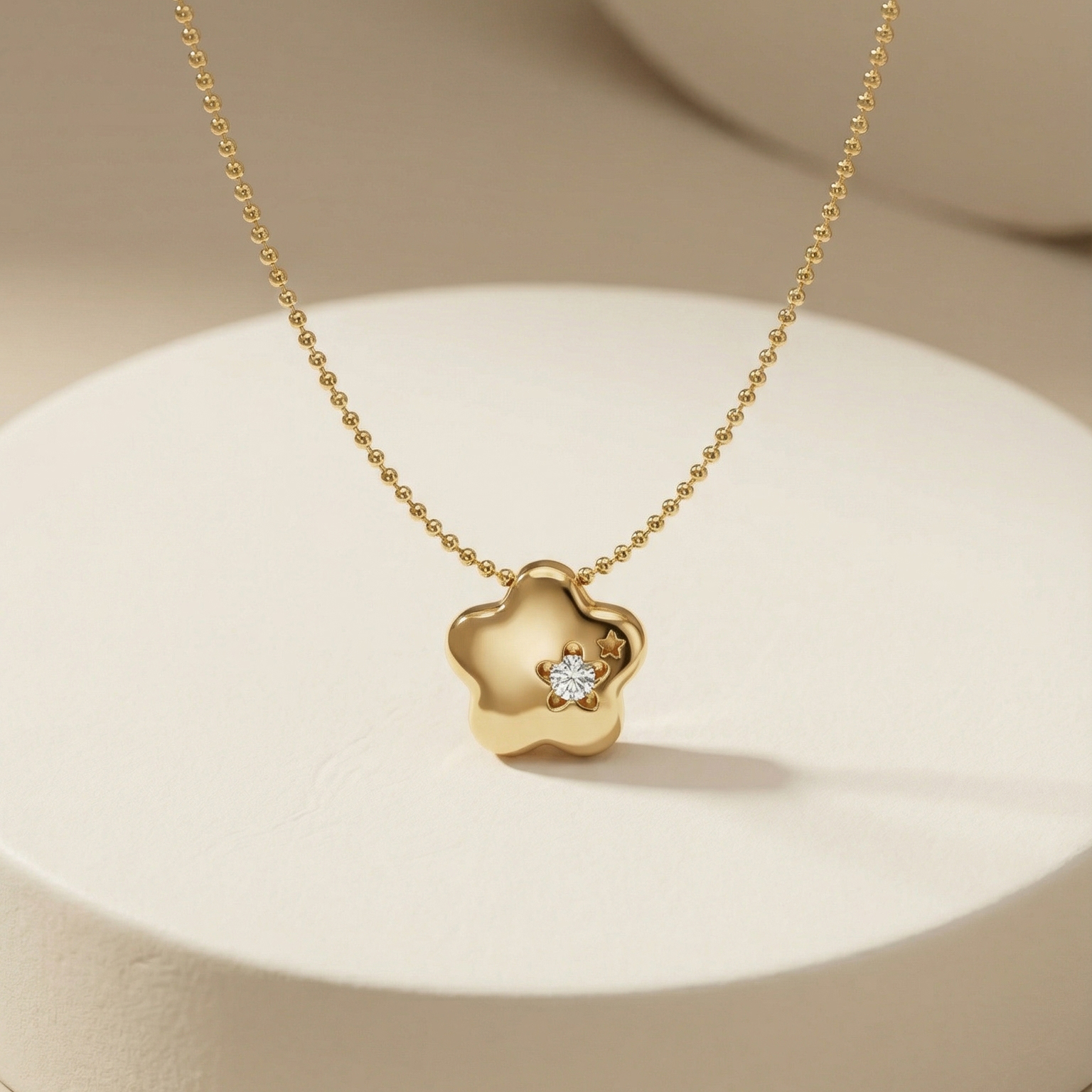 Dây chuyền GF 14K ball chain Blossom Crystal BN JEWELRY