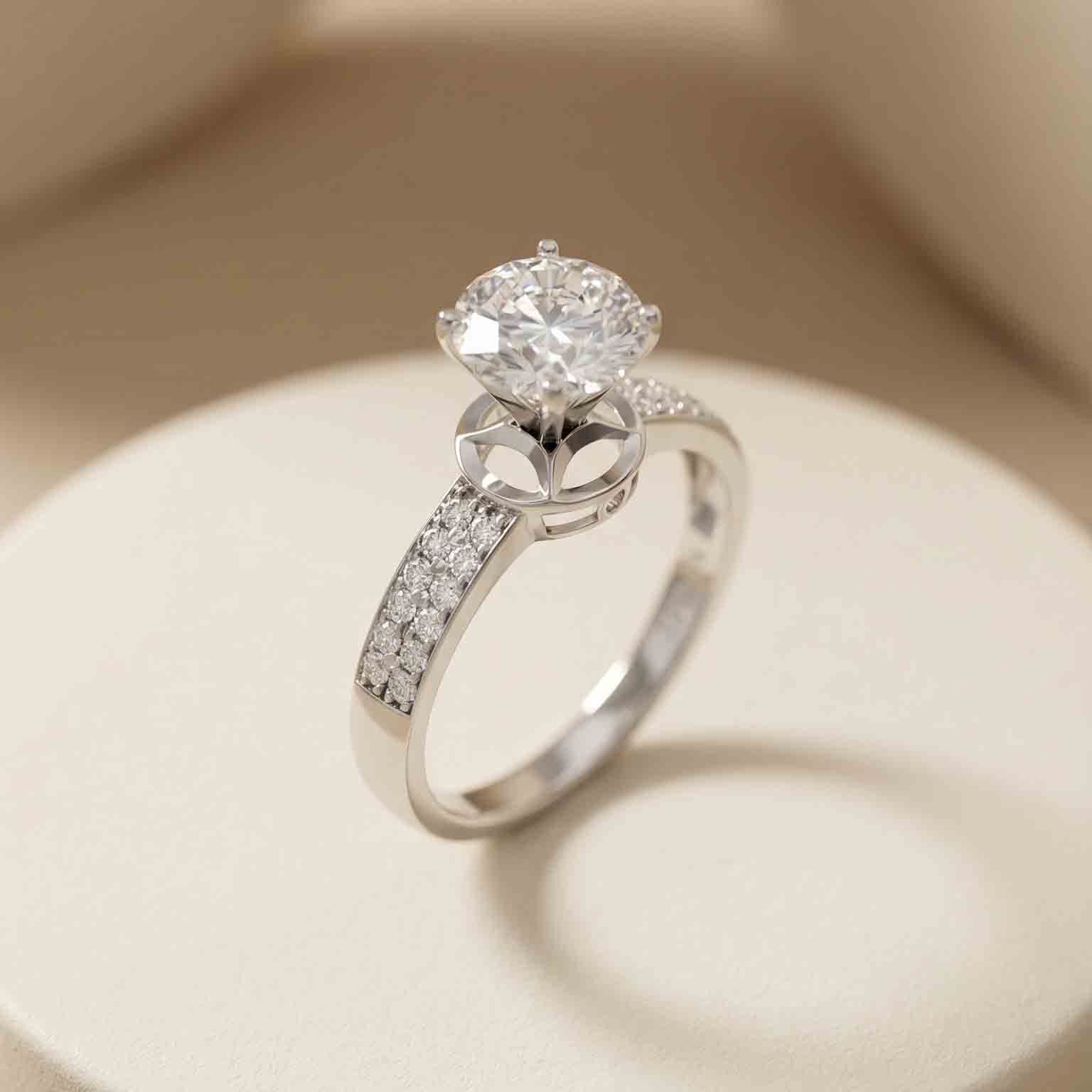 Nhẫn Platinum thiết kế Floral Petal Pavé BN JEWELRY | 7.0 Ly