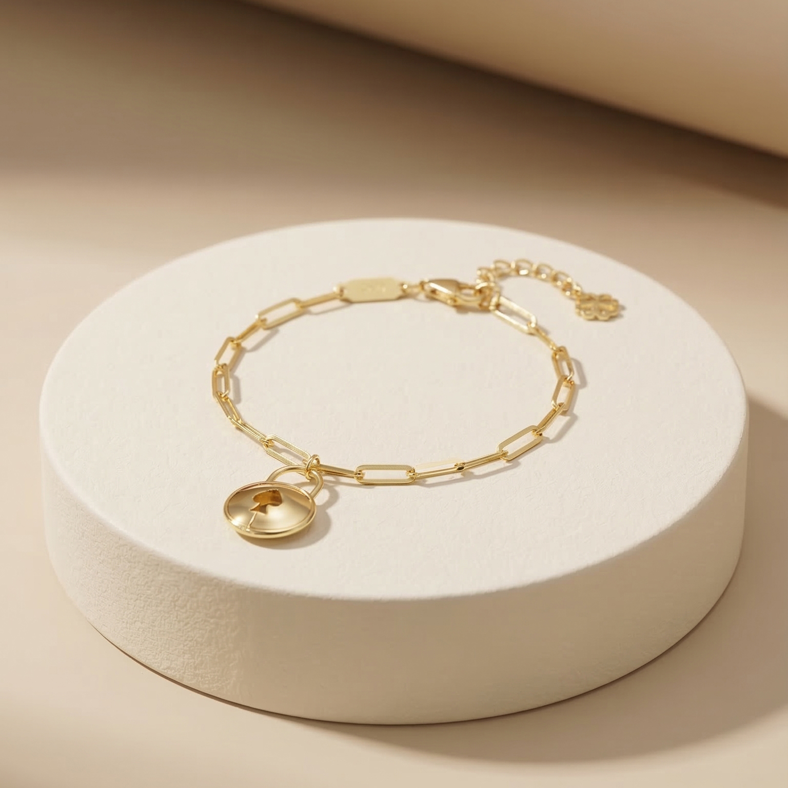 Lắc tay GF 14K paperclip chain Eternal Lock  BN JEWELRY