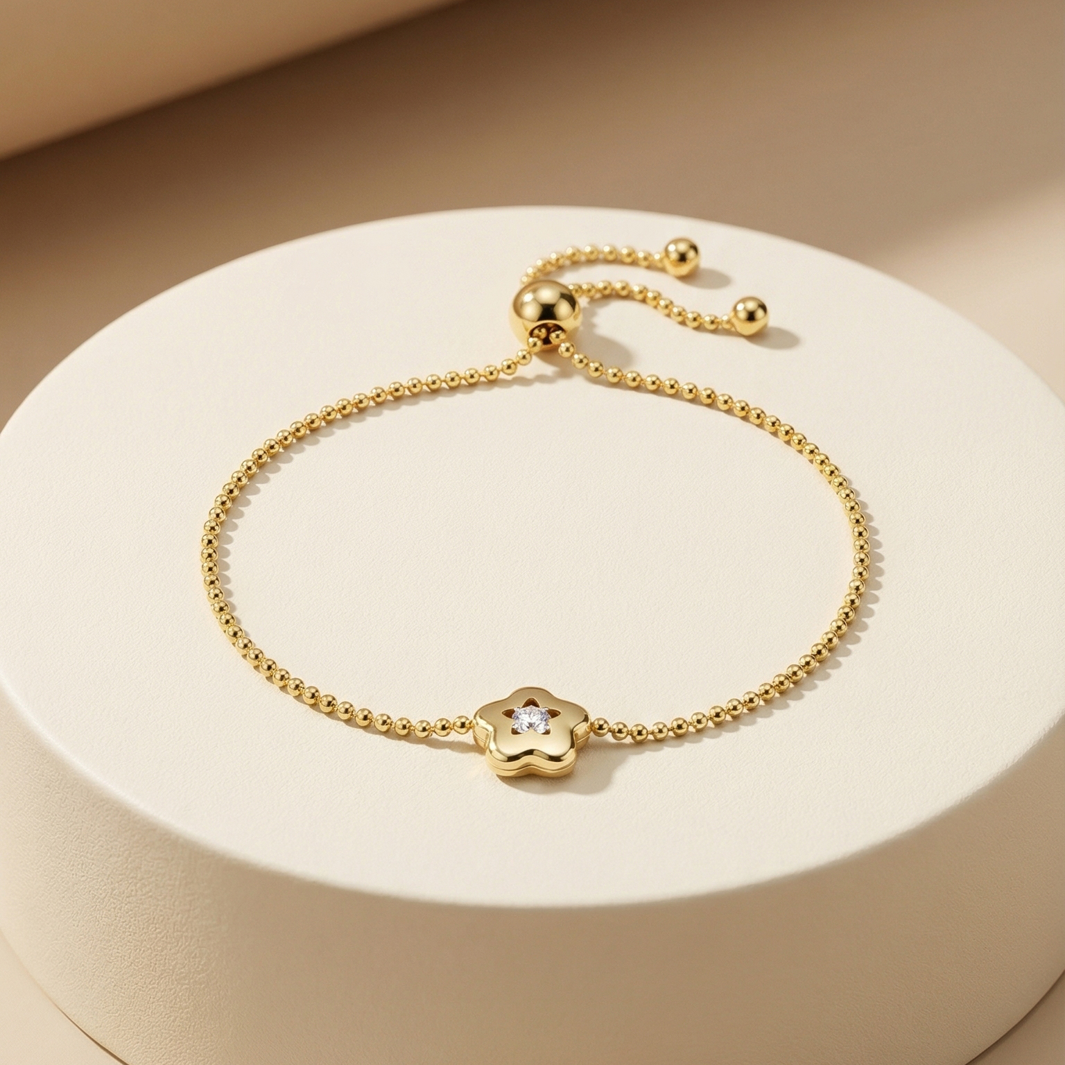 Lắc tay GF 14K dây rút Bloomy đính đá moissanite BN JEWELRY