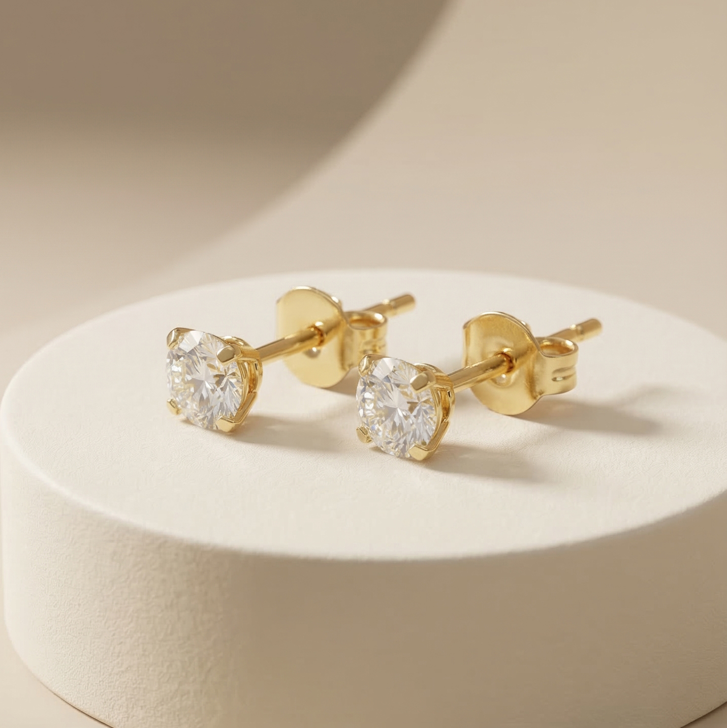 Bông tai GF 14K Solitaire Studs đá chủ moissanite BN JEWELRY | đá 3.0 li - BDY2558_E