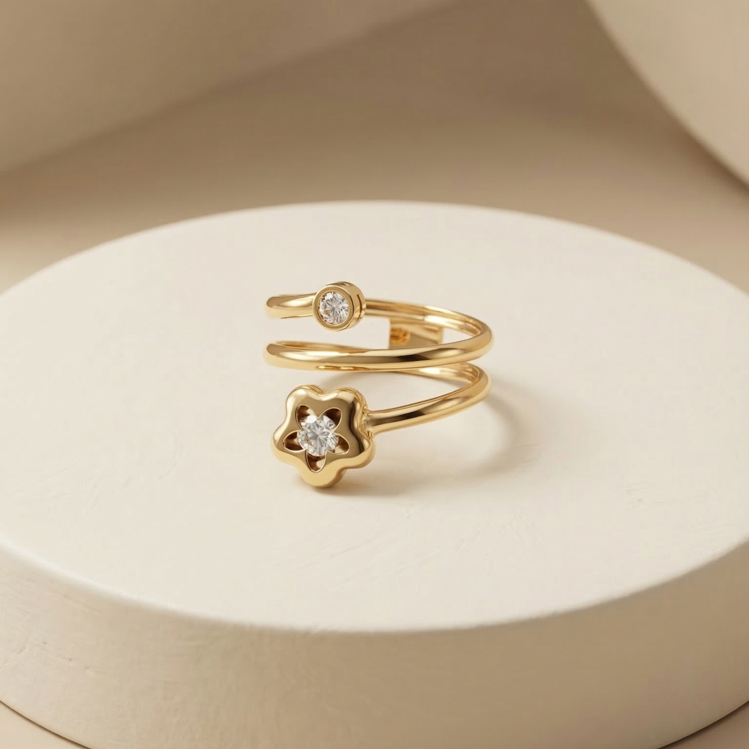 Nhẫn GF 14K thiết kế xoắn vòng trinity Bloomy đính đá BN JEWELRY