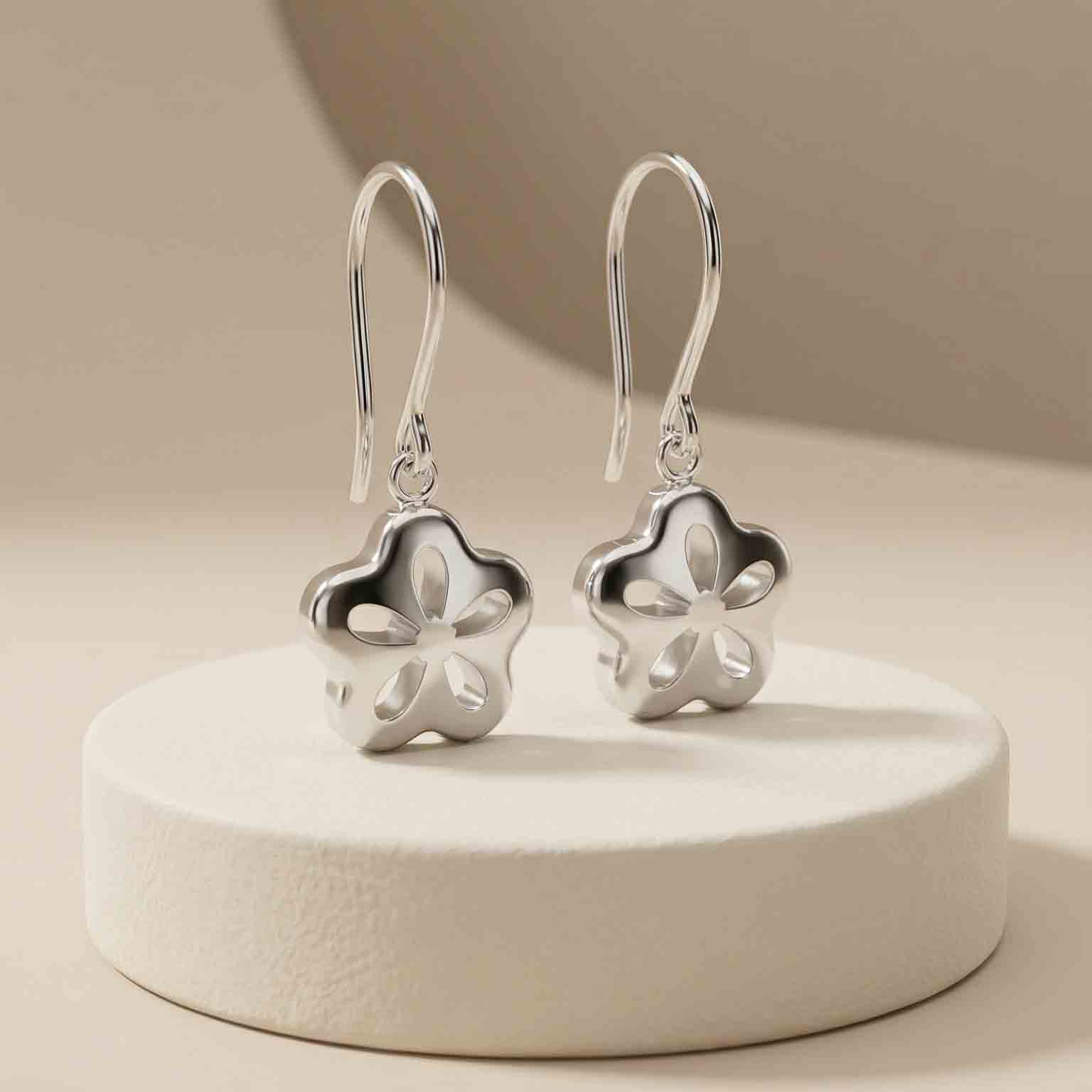 Bông tai GF 14K thiết kế Silver Blossom Hooks BN JEWELRY