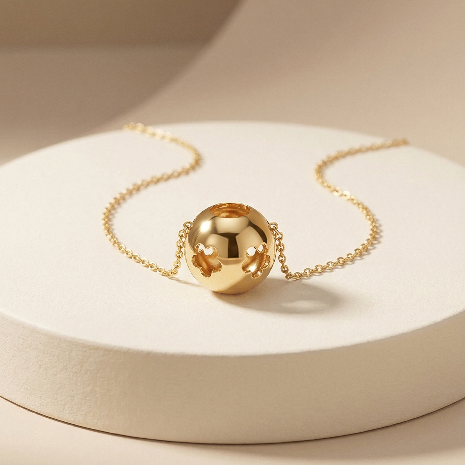 Mặt dây chuyền GF 14K charm tròn khắc hoa Bloomy BN JEWELRY