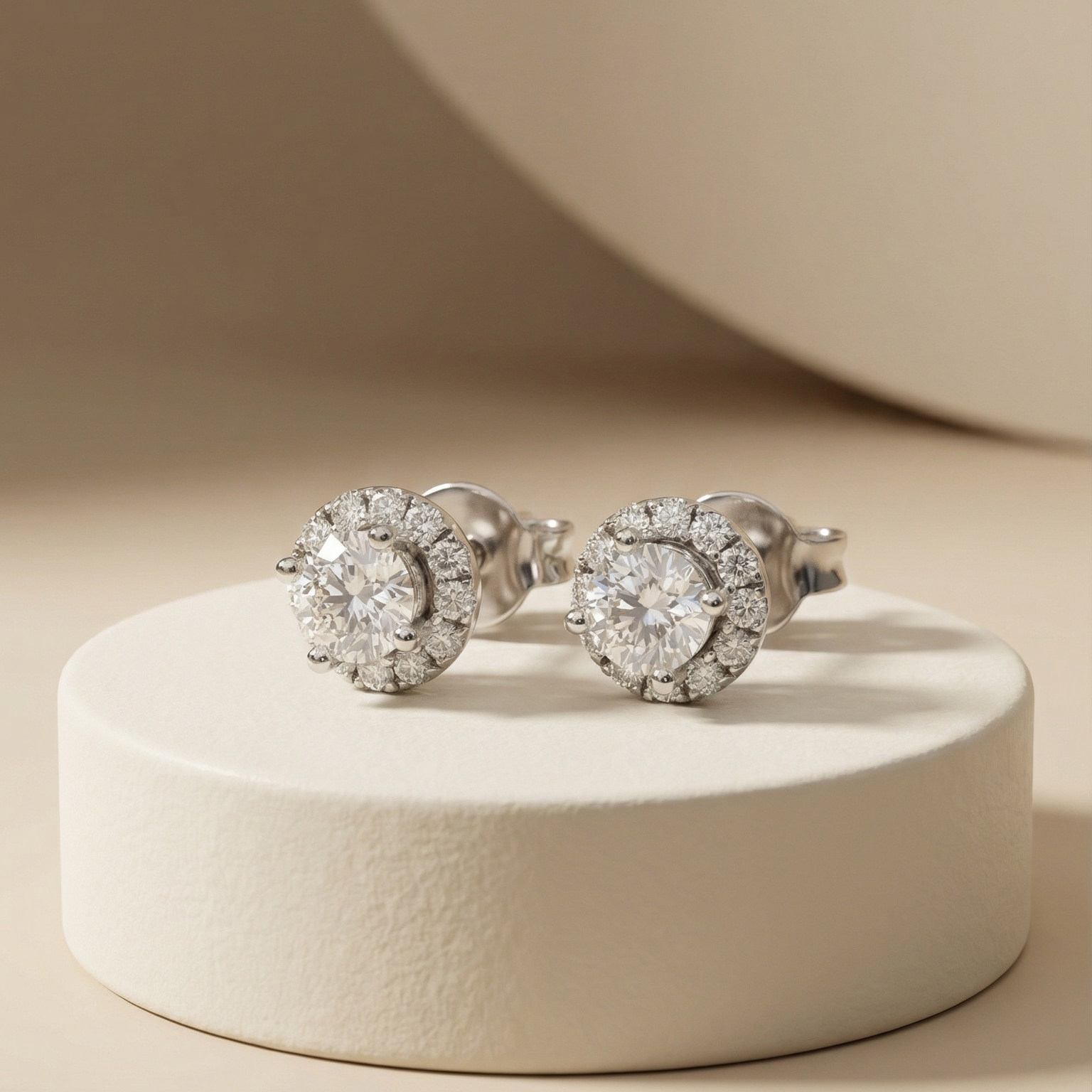 Bông tai Platinum halo Classic Sparkle BN JEWELRY | 4.5 ly